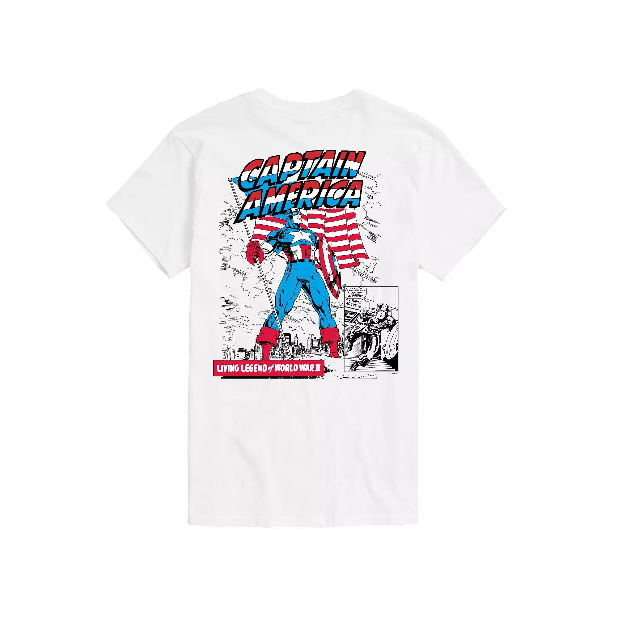 Big & Tall Captain America Flag Comic Retro Graphic Tee, Men's,  Product Image