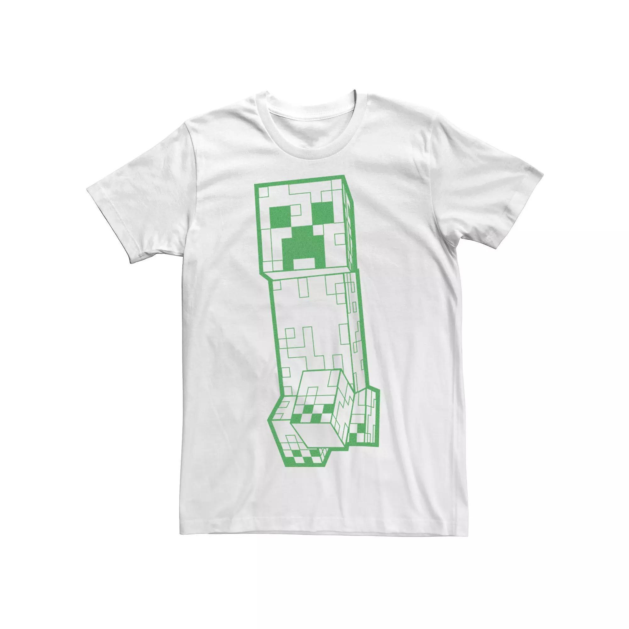 Men's Minecraft Abstract Creeper Walking Pixels Tee, Size: Small, White Product Image