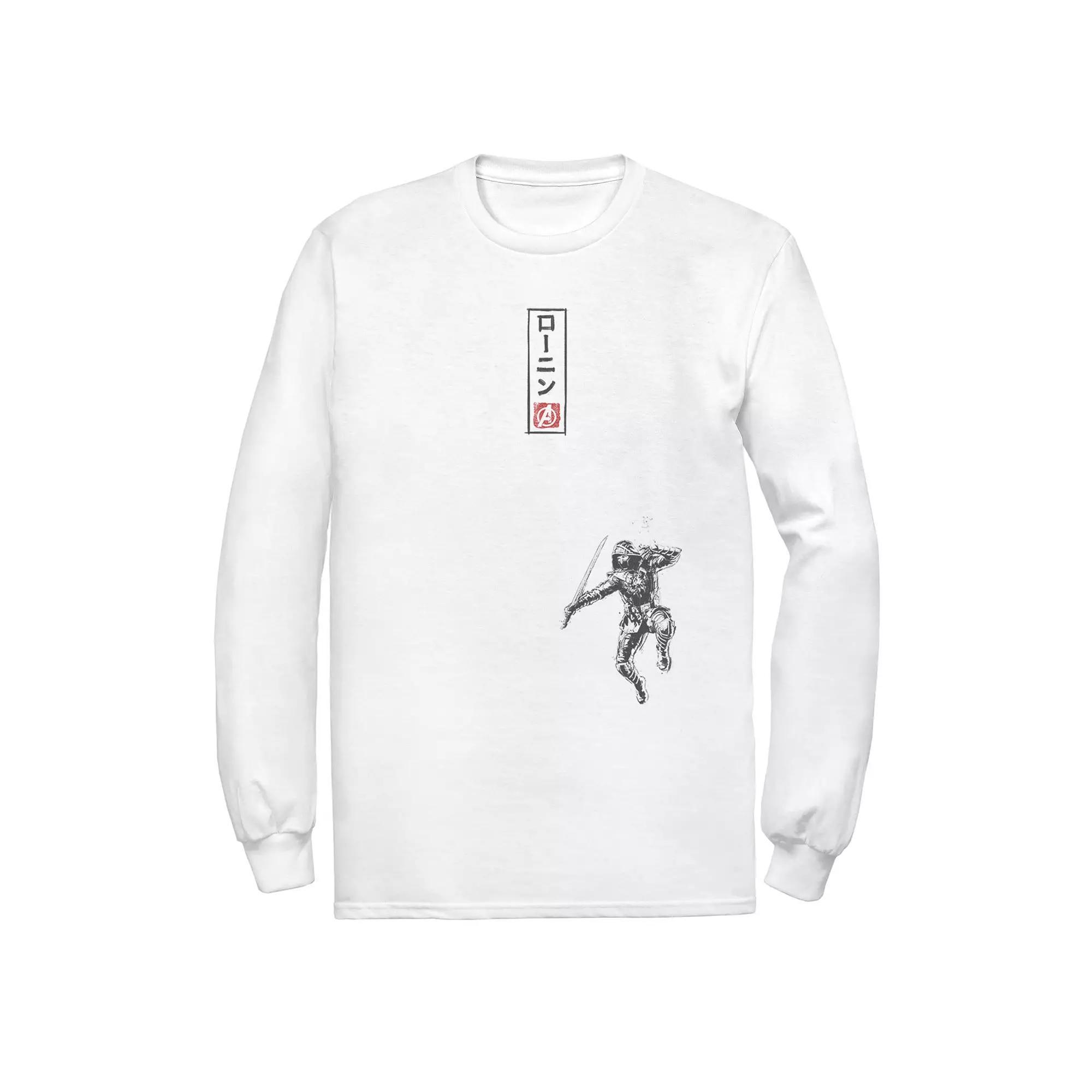 Men's Marvel Ronin Kanji Portrait Long Sleeve Graphic Tee, Size: XL, White Product Image