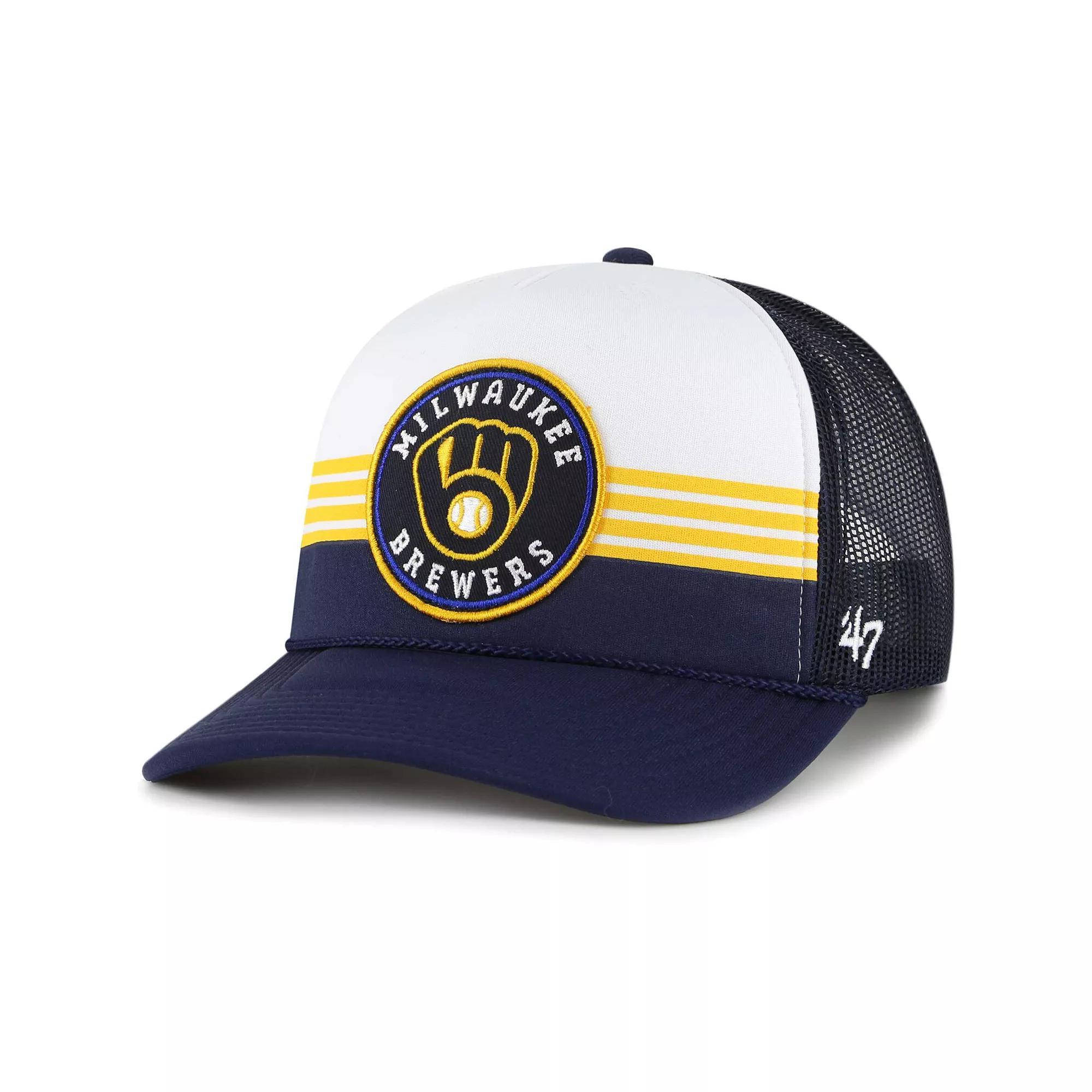 Men's '47 Navy Milwaukee Brewers Lift Off Foam Front Mesh Trucker Adjustable Hat, Blue Product Image