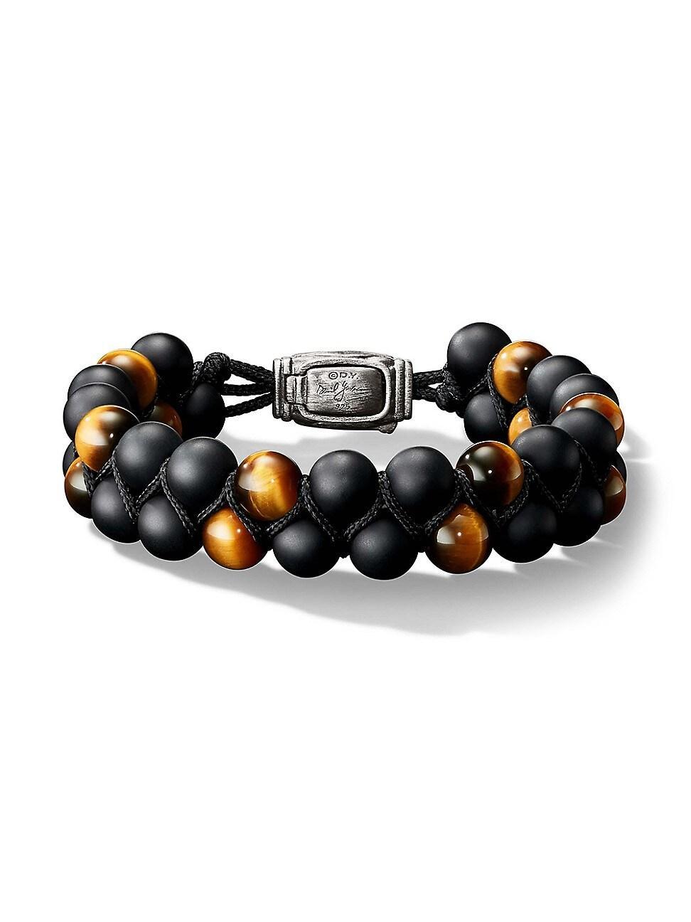 Mens Spiritual Beads Two Row Woven Bracelet, 8mm Product Image