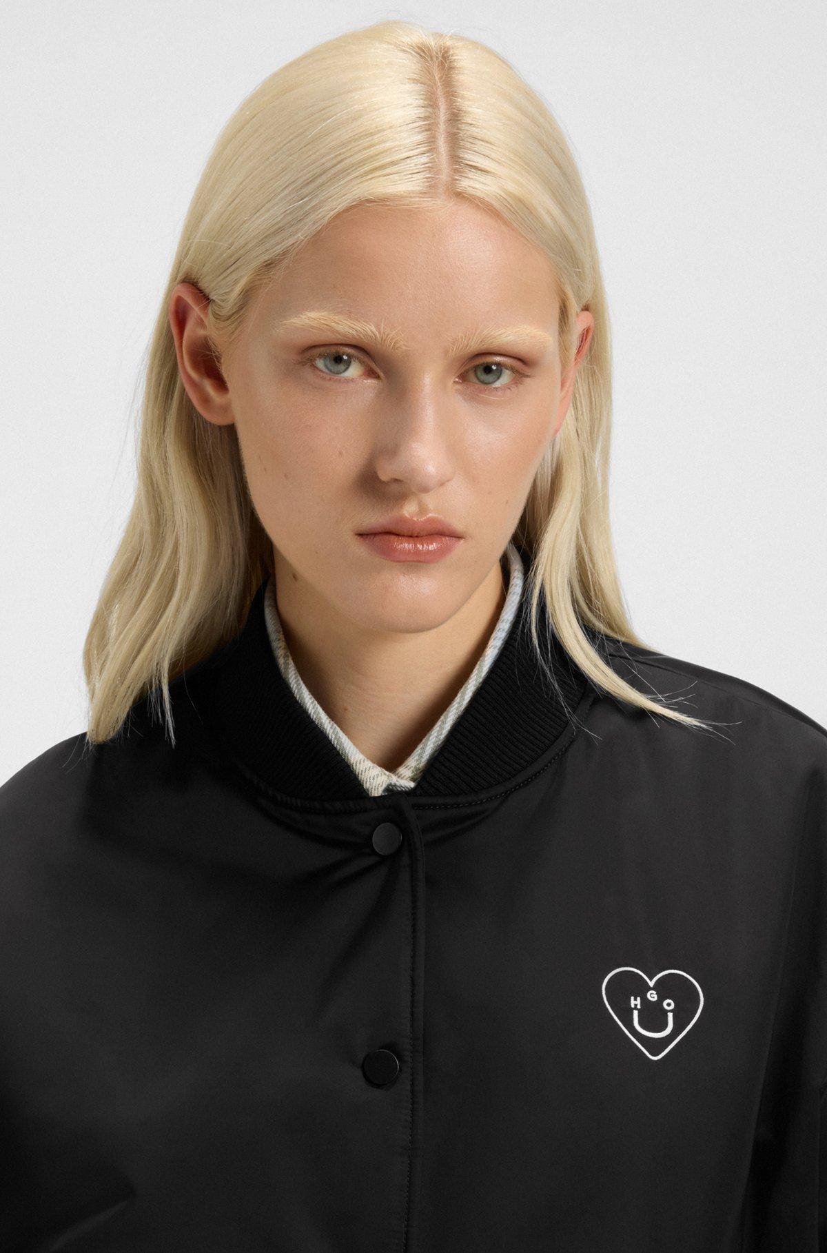 Padded varsity-style jacket with Happy HUGO logos Product Image