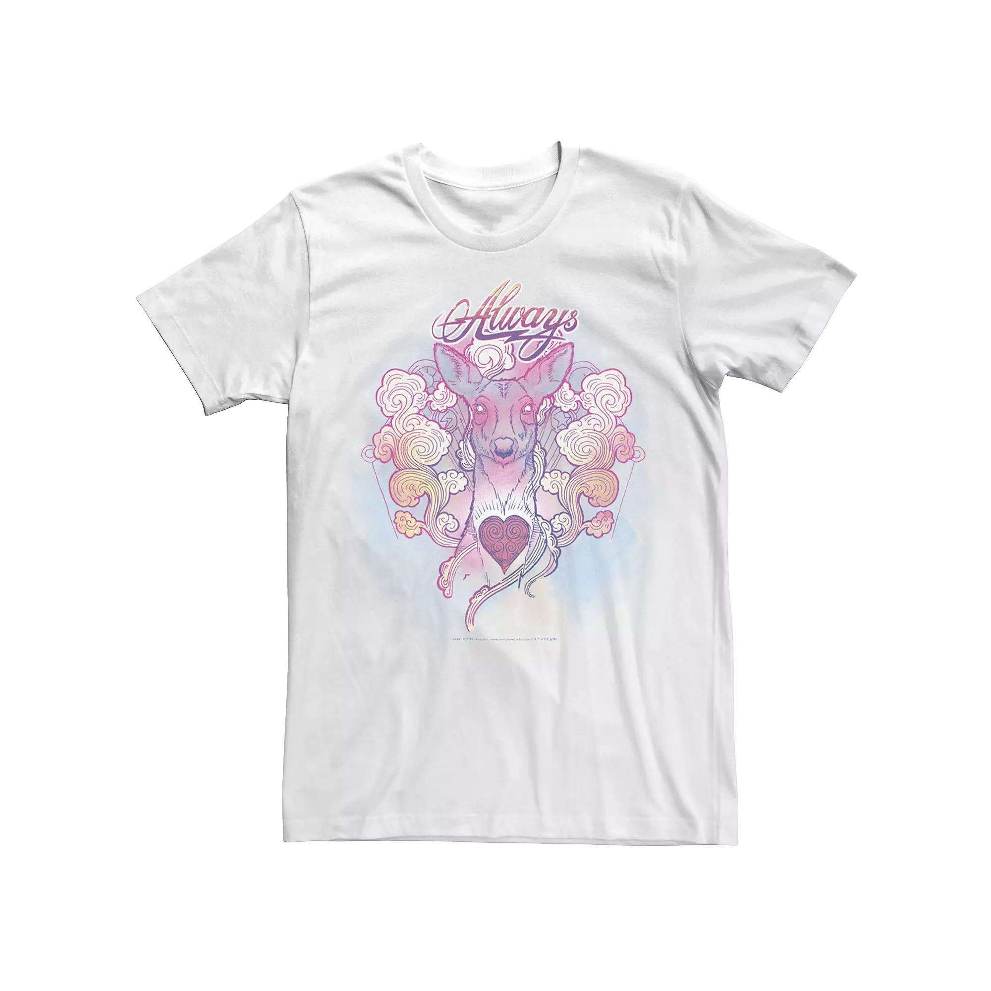 Men's Deathly Hallows 2 Always Water Color Doe Portrait Tee, Size: XXL, White Product Image