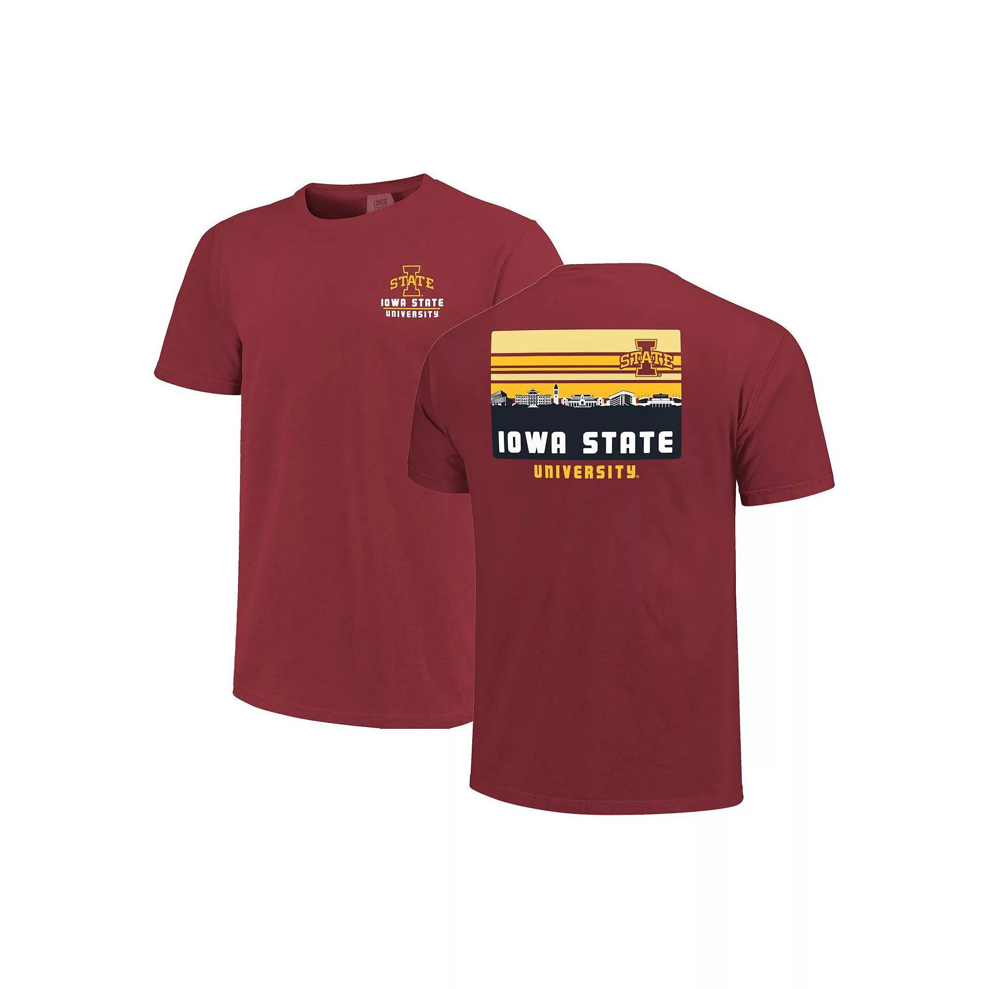 Men's Cardinal Iowa State Cyclones Striped Campus Skyline T-Shirt, Size: Large, Red Product Image