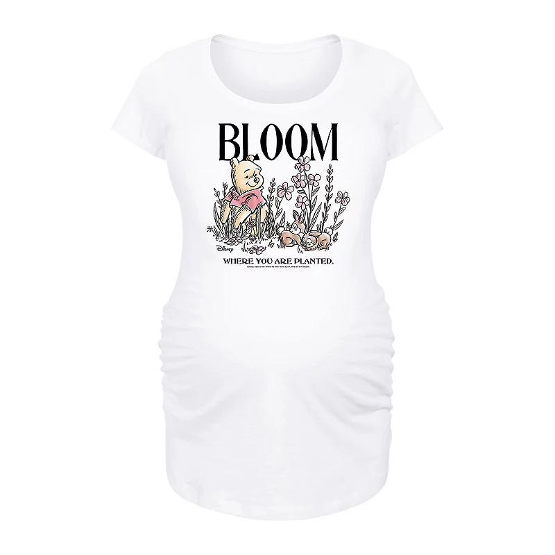 Disneys Winnie the Pooh Maternity Bloom Graphic Tee, Womens Grey Gray Product Image