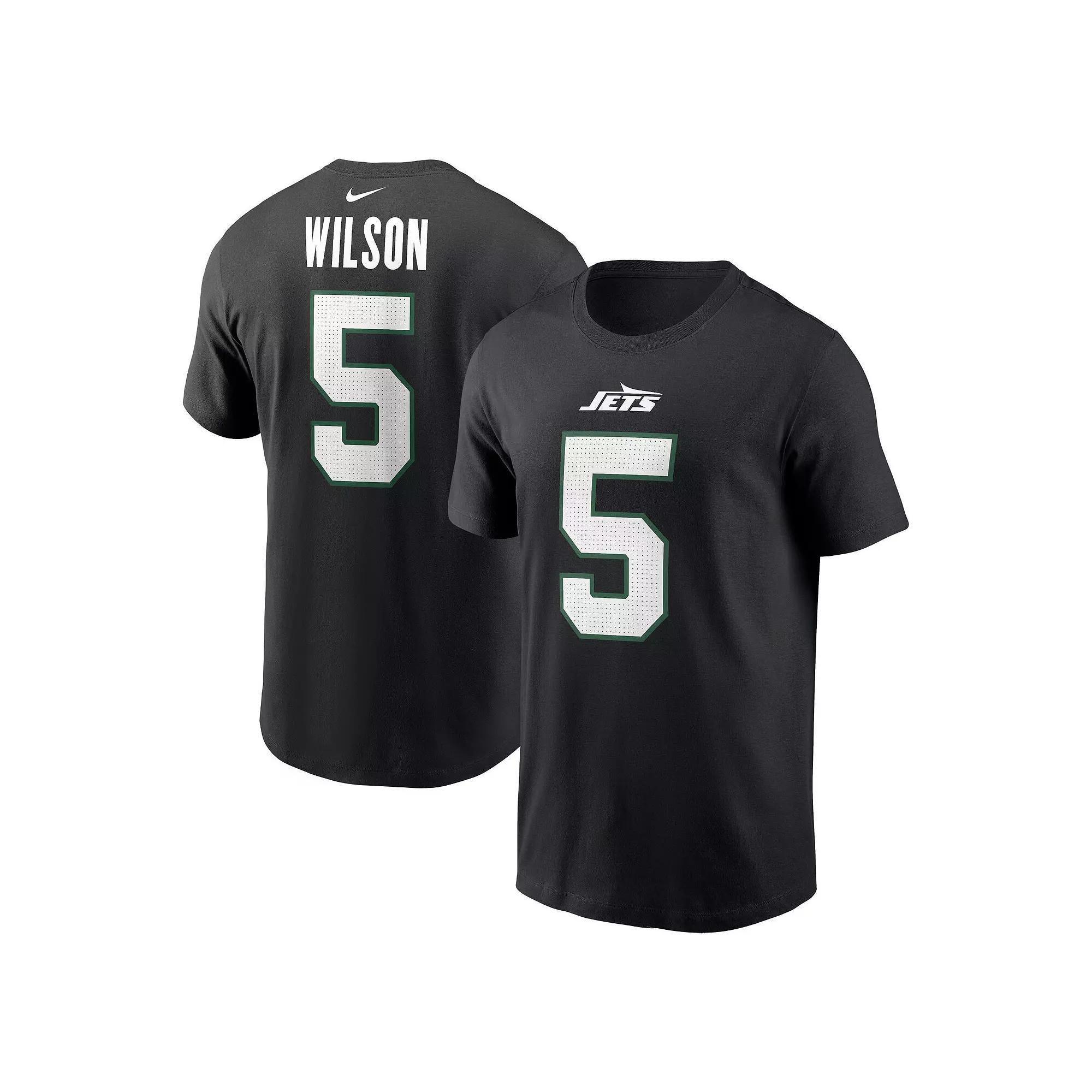 Men's Nike Garrett Wilson Black New York Jets Name & Number T-Shirt,  Product Image