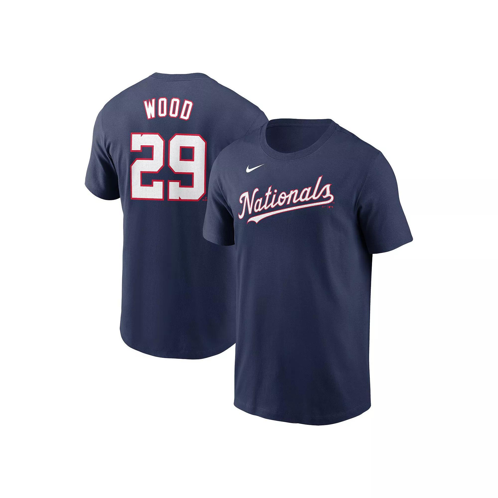 Men's Nike James Wood Navy Washington Nationals Fuse Name & Number T-Shirt, Size: 2XL, Blue Product Image