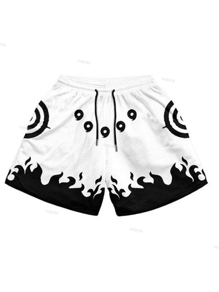 Sopula Flame Geometric Print Drawstring Mesh Shorts Product Image