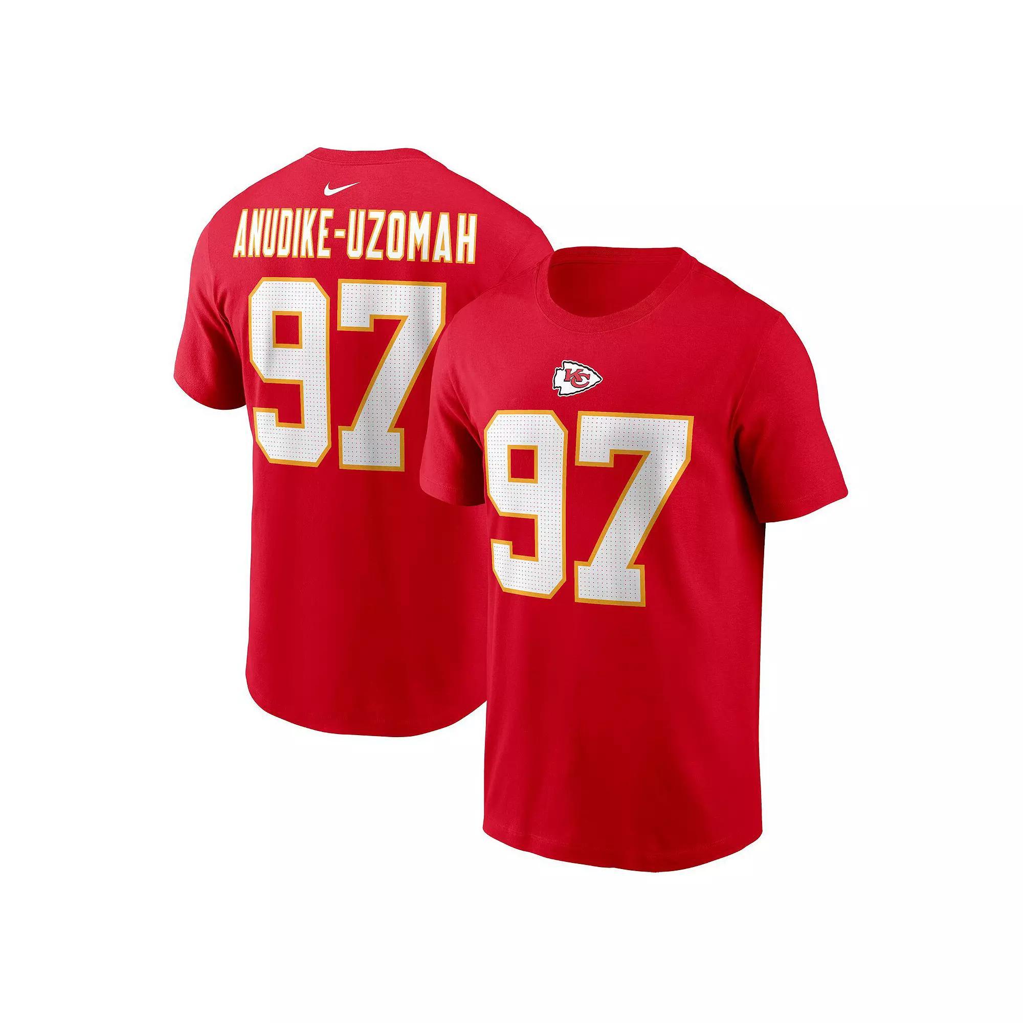 Men's Nike Felix Anudike-Uzomah Red Kansas City Chiefs 2023 NFL Draft First Round Pick Player Name & Number T-Shirt, Size: Medium Product Image