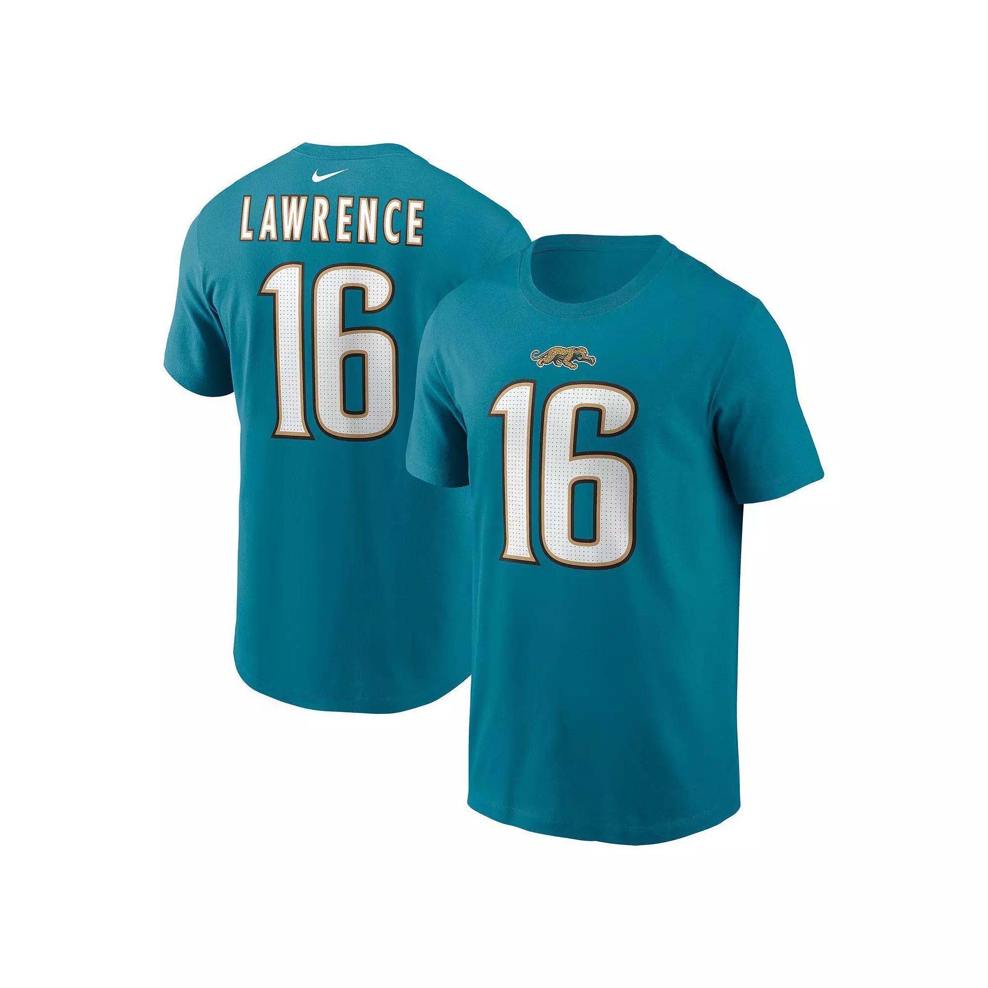 Men's Nike Trevor Lawrence Teal Jacksonville Jaguars Throwback Name & Number T-Shirt, Size: 2XL, Blue Product Image