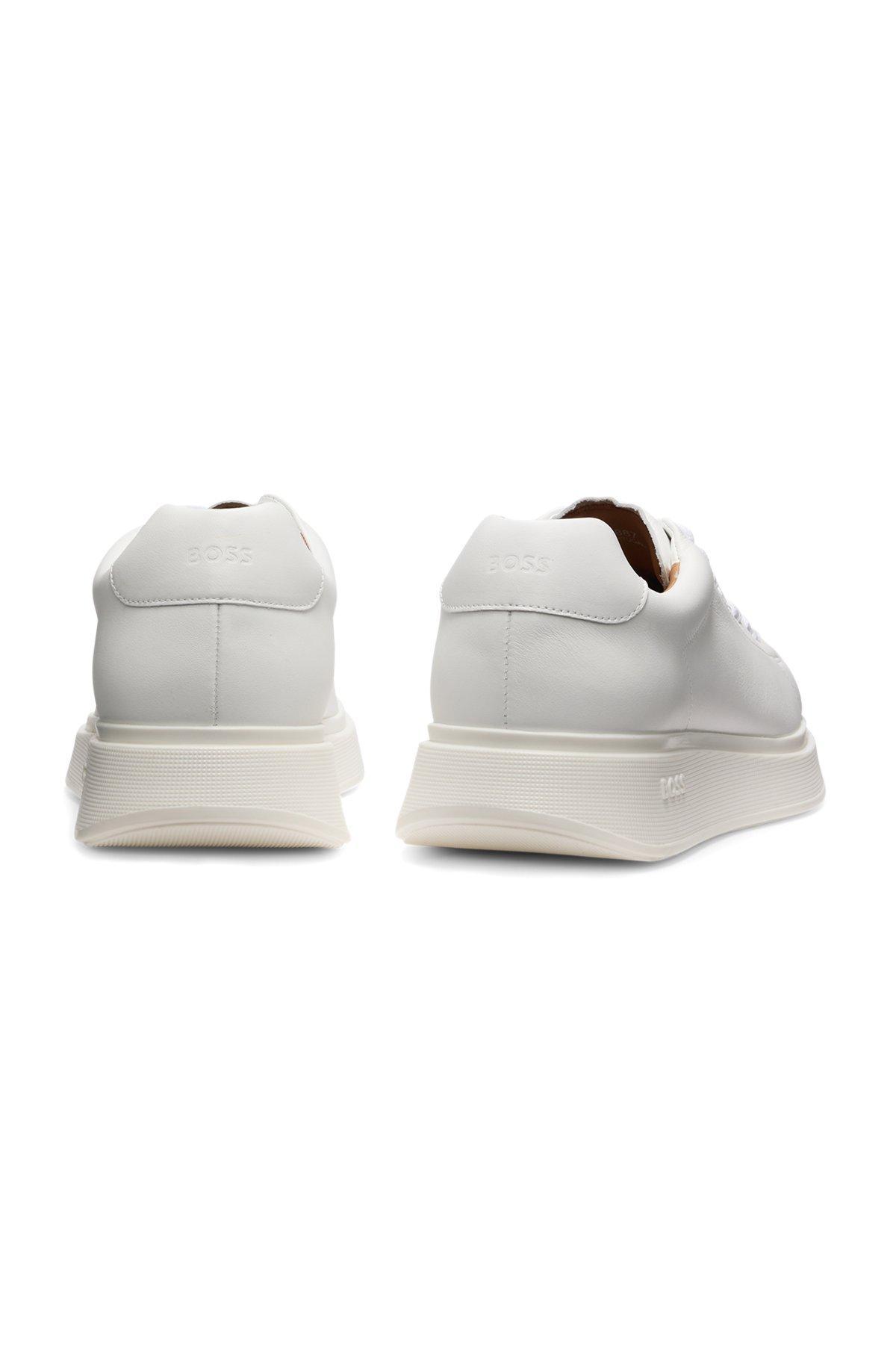 BOSS - Leather trainers with rubber outsole - White Product Image