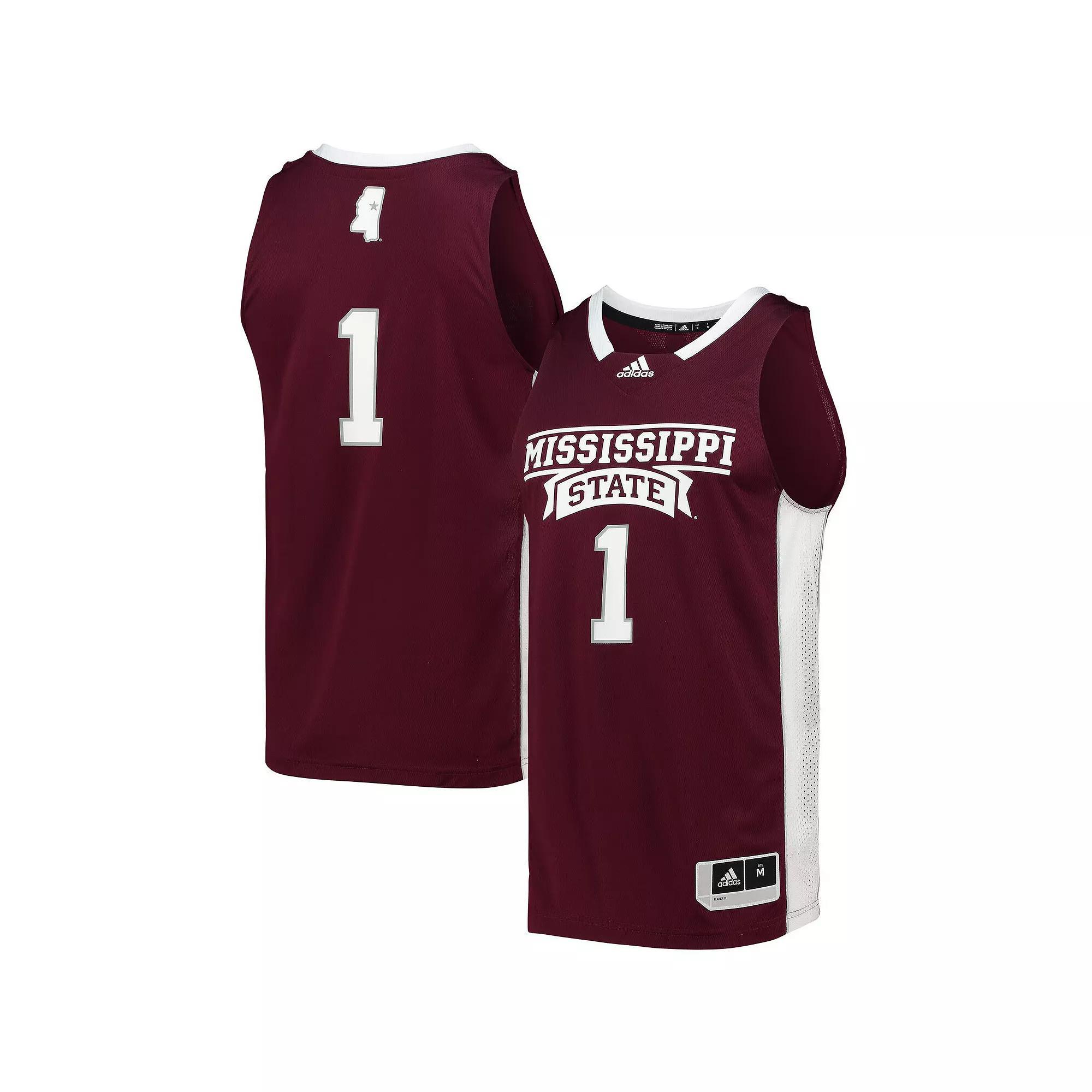 Men's adidas #1 Maroon Mississippi State Bulldogs Team Swingman Basketball Jersey, Size: 2XL, Mst Red Product Image