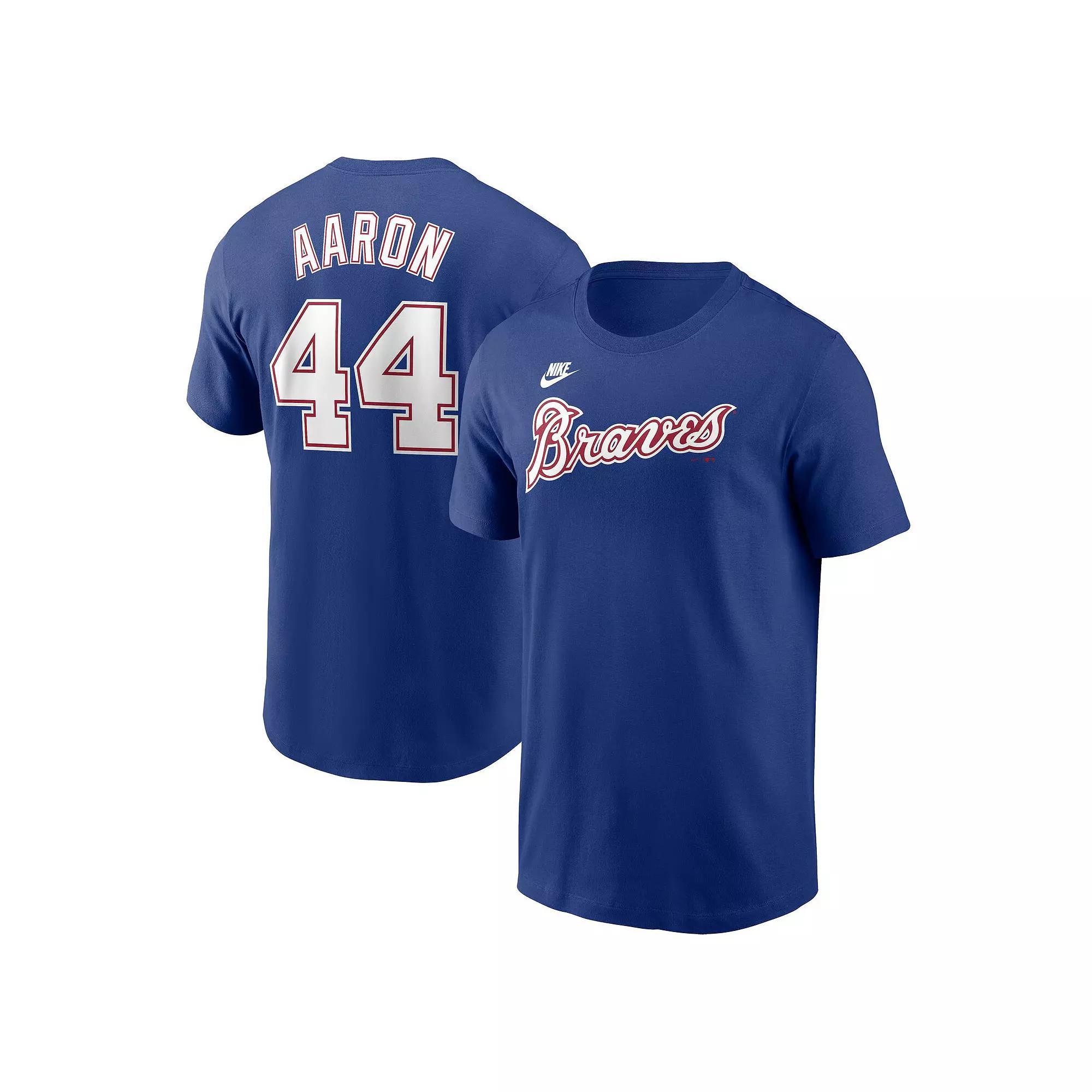 Men's Nike Hank Aaron Royal Atlanta Braves Cooperstown Collection Fuse Name & Number T-Shirt,  Product Image