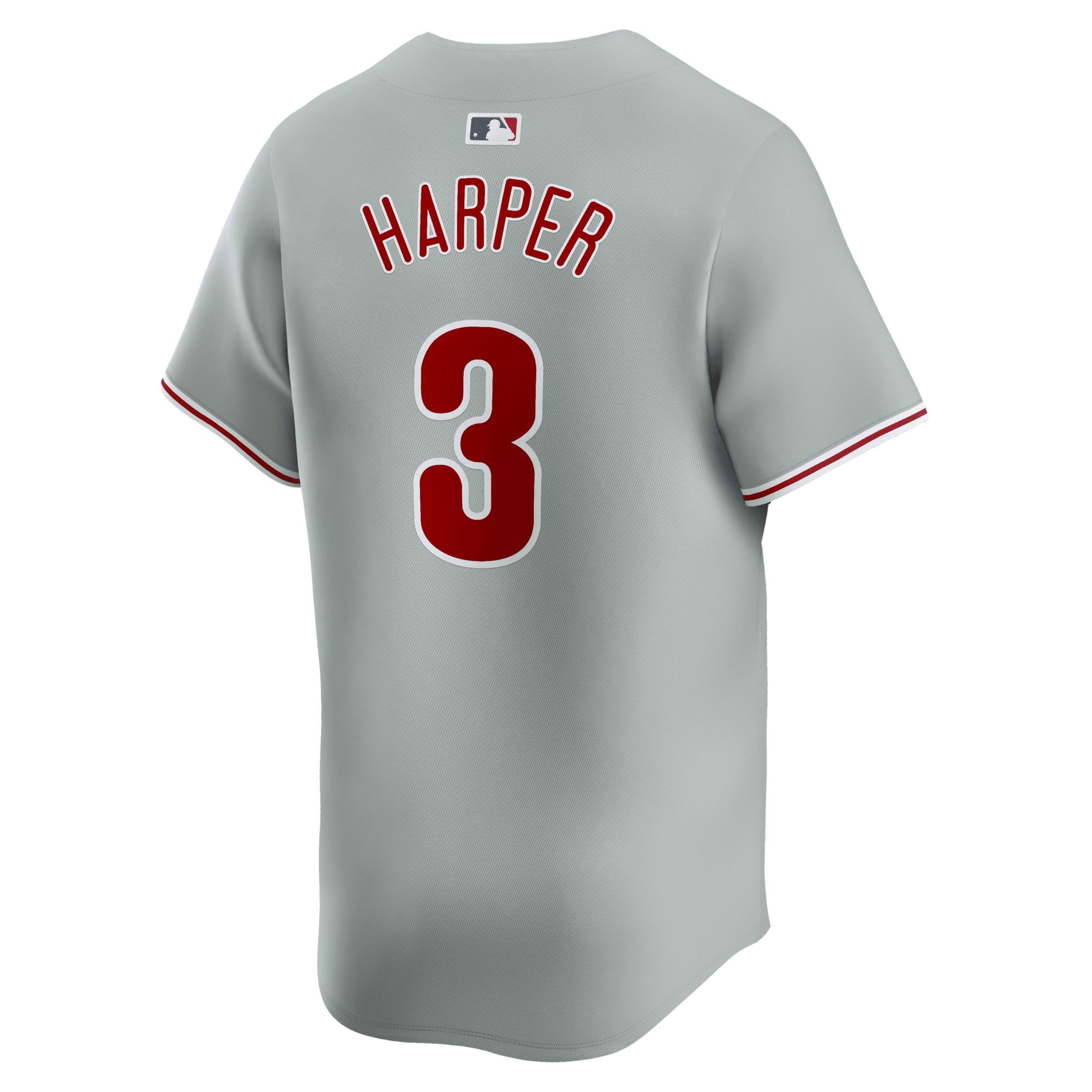 Mens Nike Bryce Harper Gray Philadelphia Phillies Away Limited Player Jersey Product Image