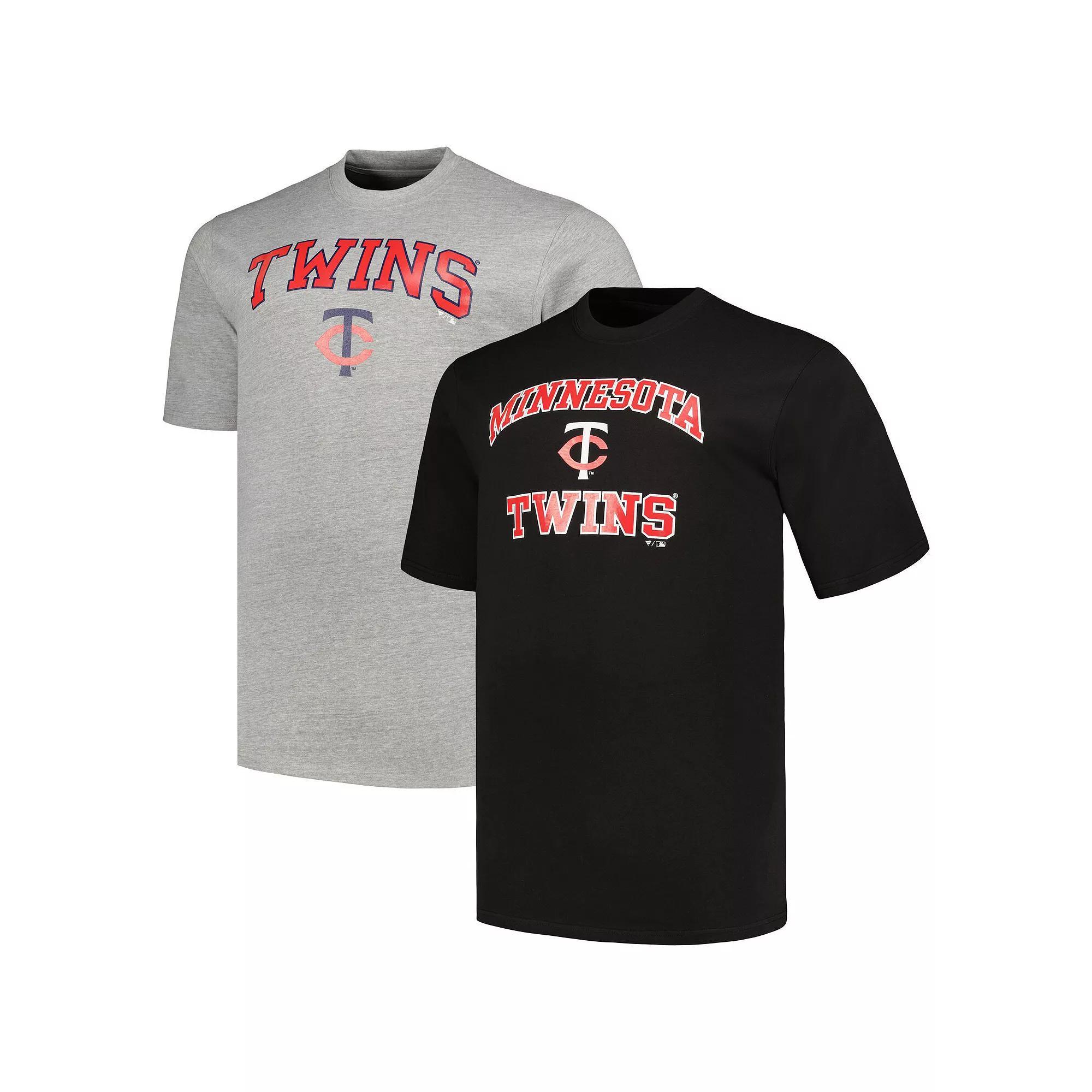 Men's Profile Black/Heather Gray Minnesota Twins Big & Tall T-Shirt Combo Pack, Size: 2XB Product Image