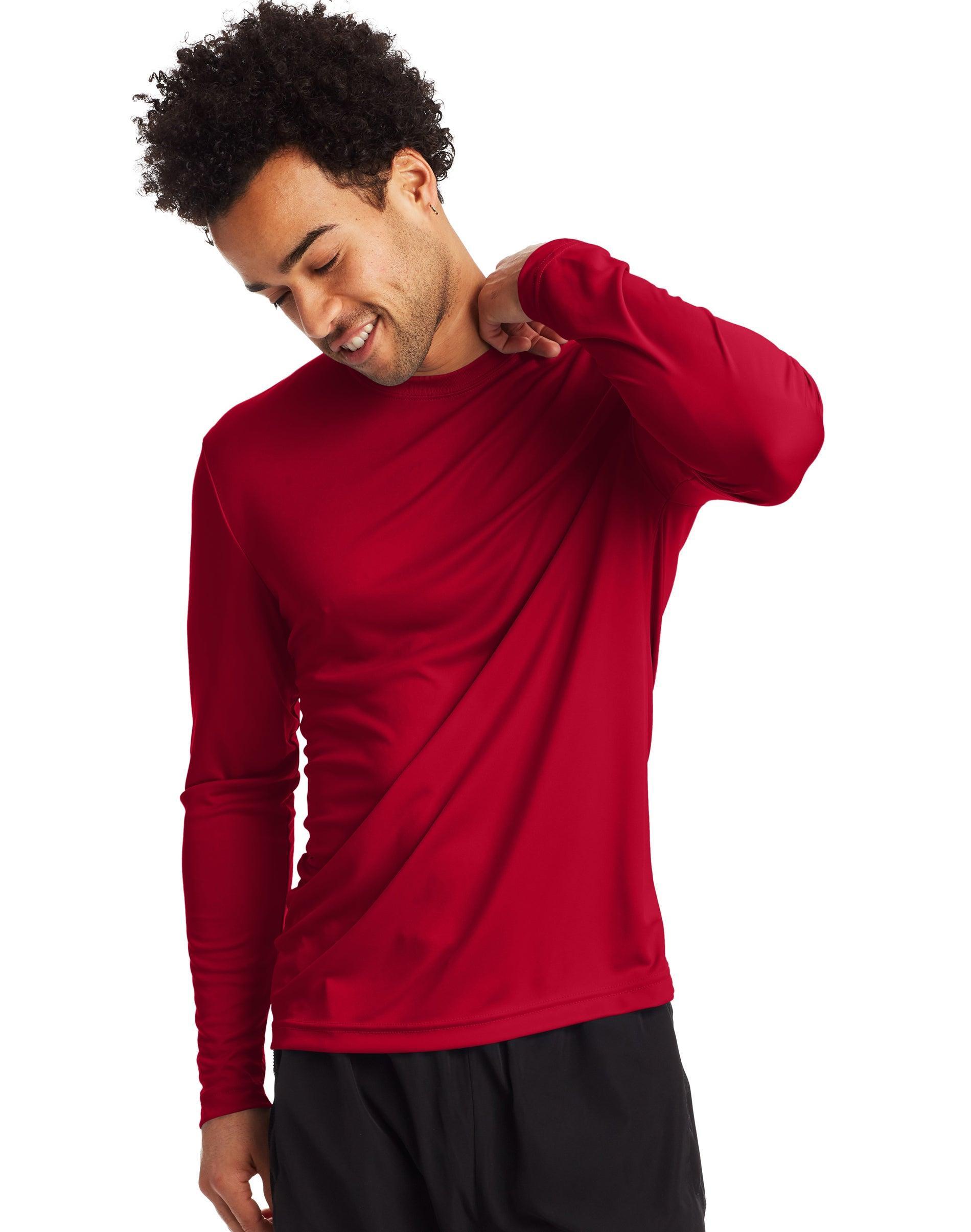 Hanes Sport Cool DRI Mens Performance Long Sleeve T-Shirt, Value 2-Pack White M Product Image