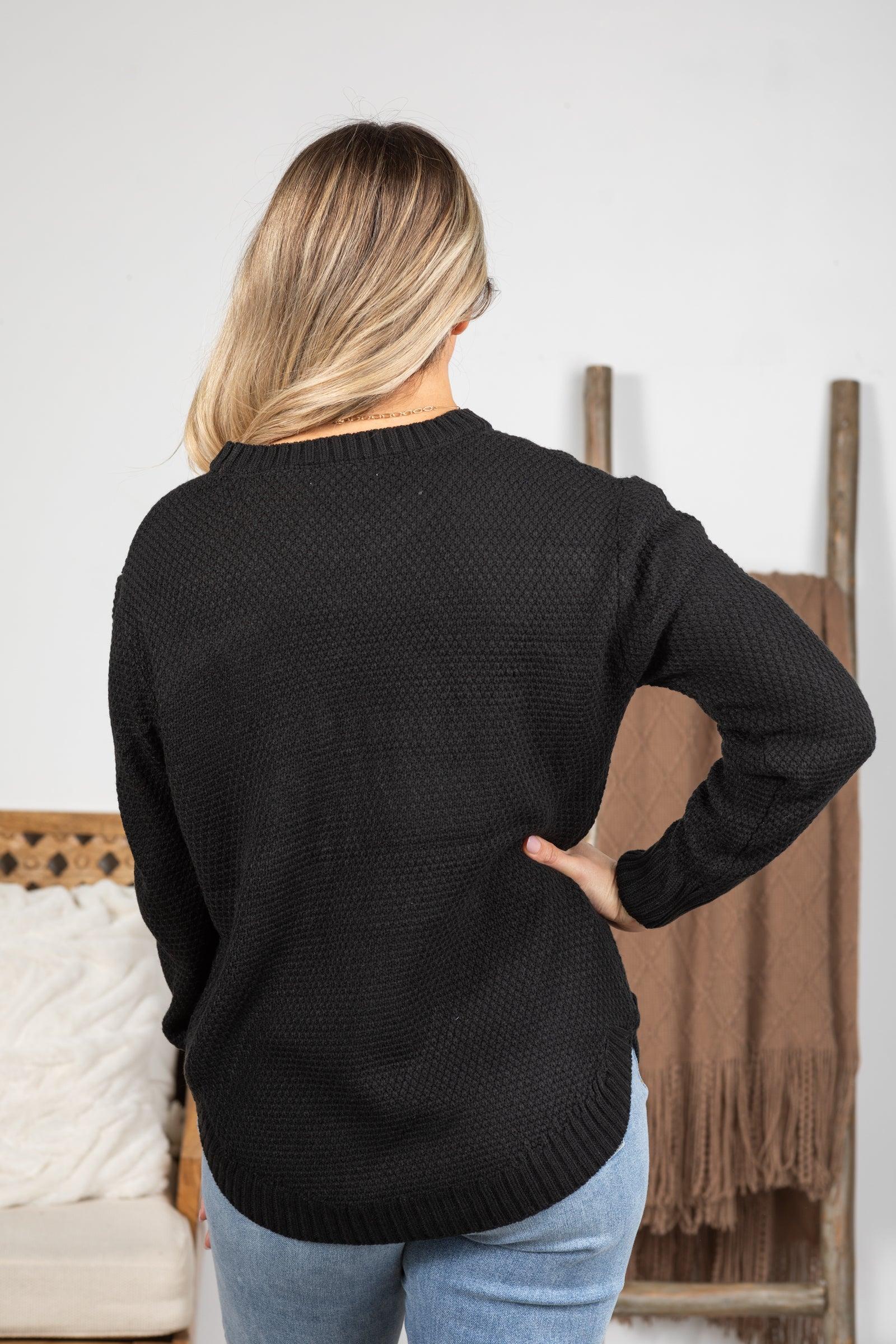 Waffle Round Neck Basic Sweater Product Image