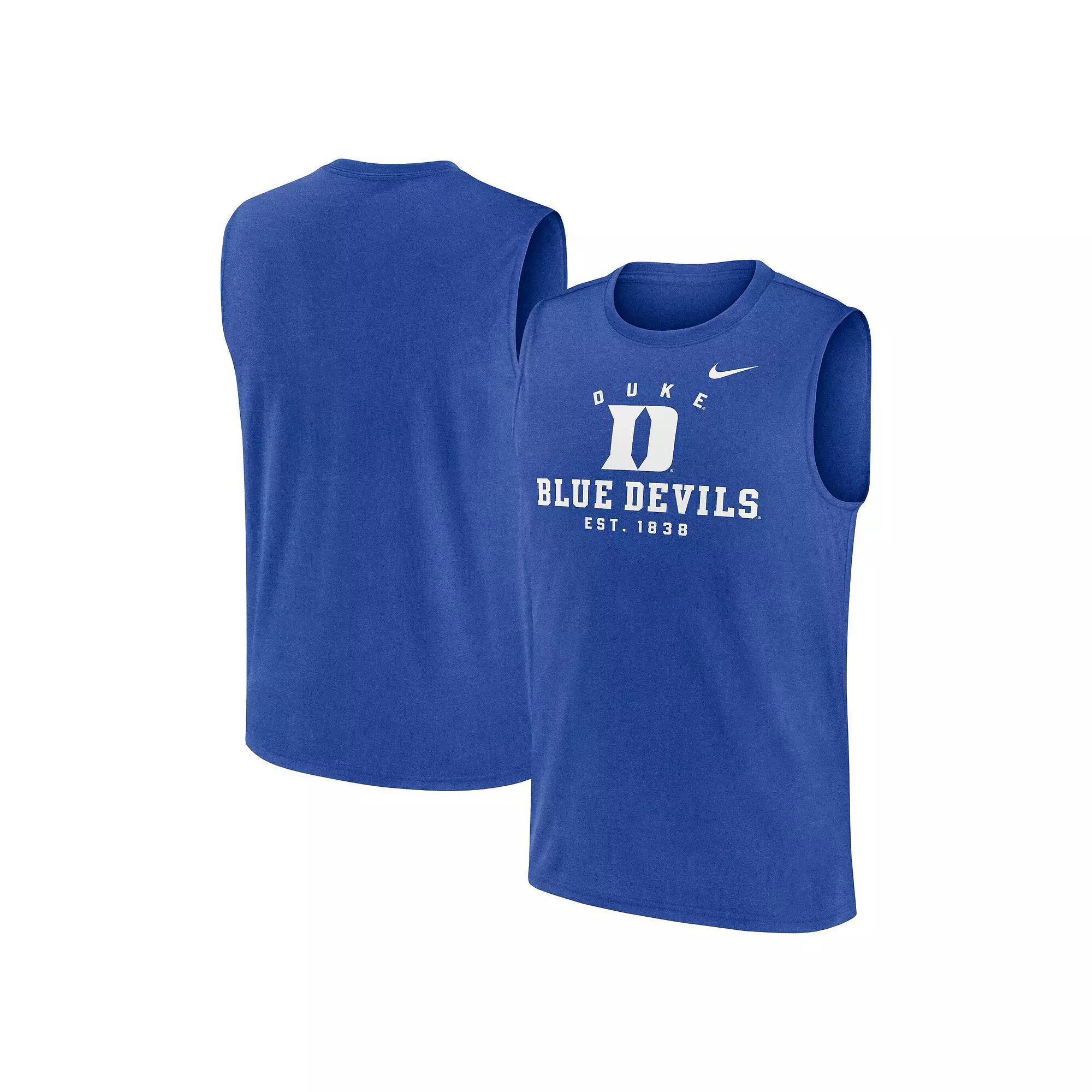 Men's Nike Royal Duke Blue Devils Primetime Legend Lock Up Performance Muscle Tank Top,  Product Image
