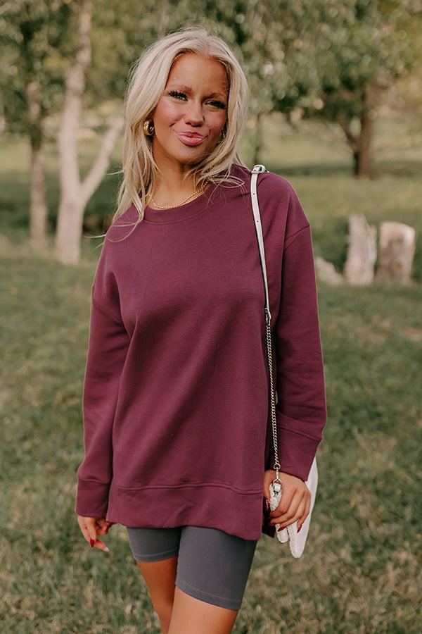 Central Park Stroll Oversized Sweatshirt in Maroon Product Image