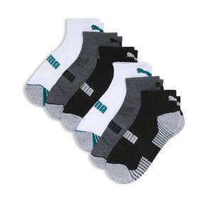 PUMA Men's Half-Terry Quarter-Length Crew Socks (6 Pairs) in White/Green Product Image