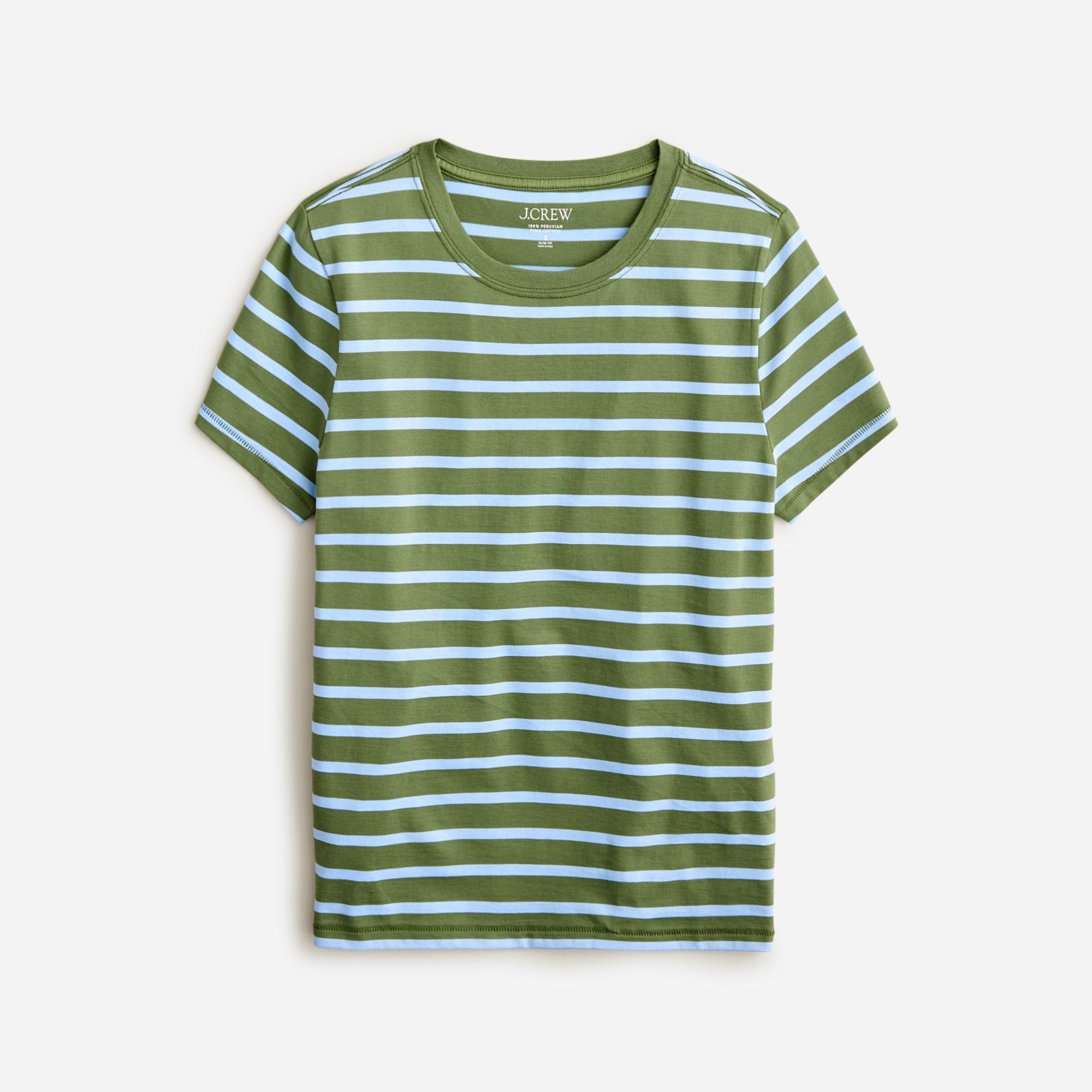 Pima cotton slim-fit T-shirt in stripe Product Image