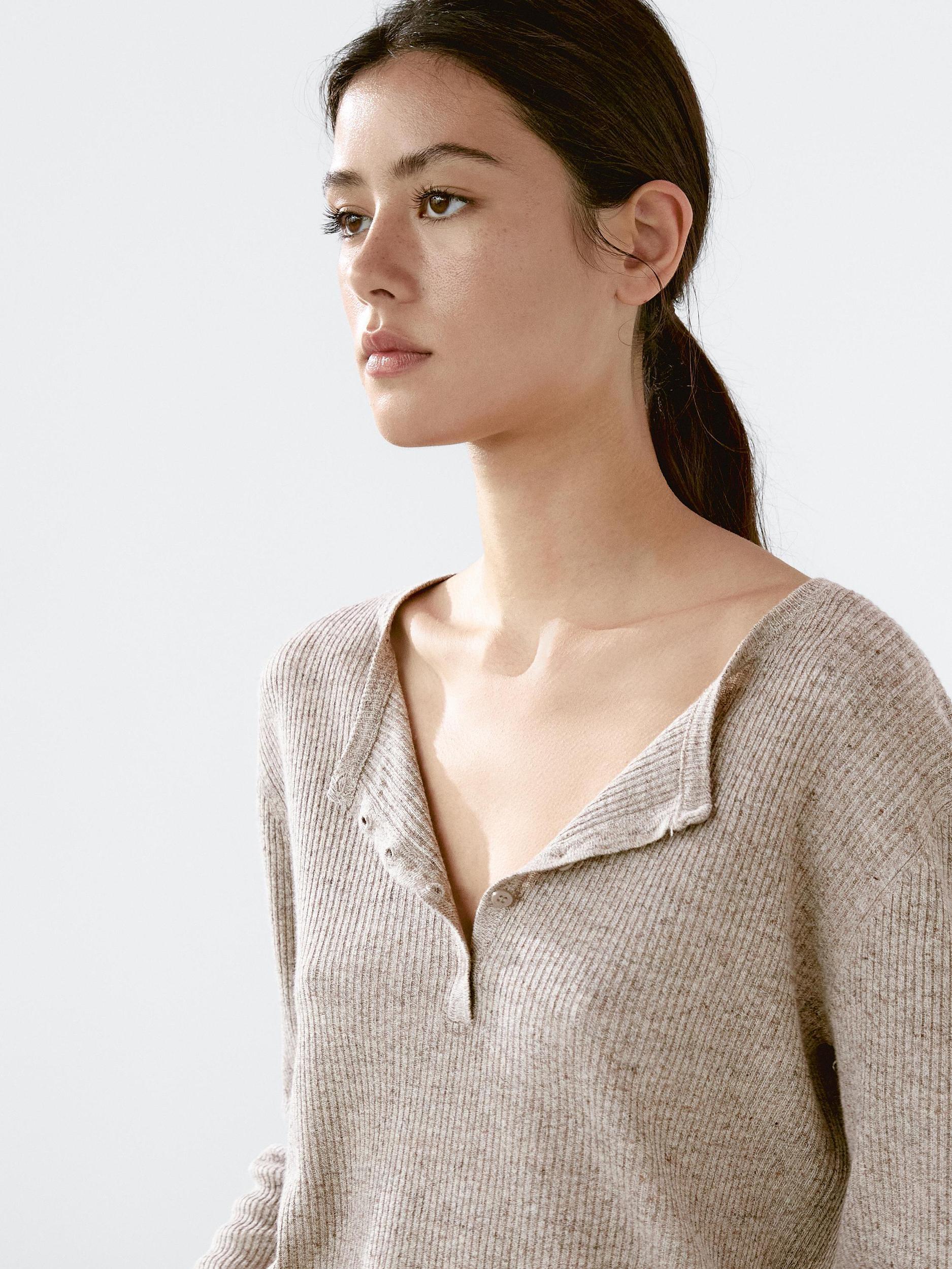 Linen blend henley sweater Product Image
