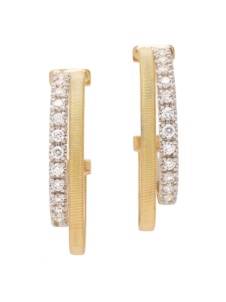 Womens Masai Two-Tone 18K Gold & 0.68 TCW Diamond Double Hoop Earrings Product Image