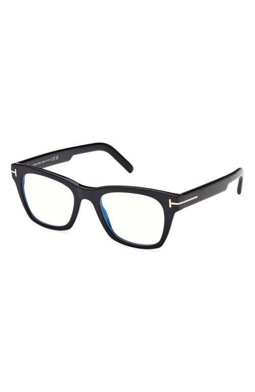 TOM FORD 52mm Square Blue Light Blocking Optical Glasses In Black Product Image