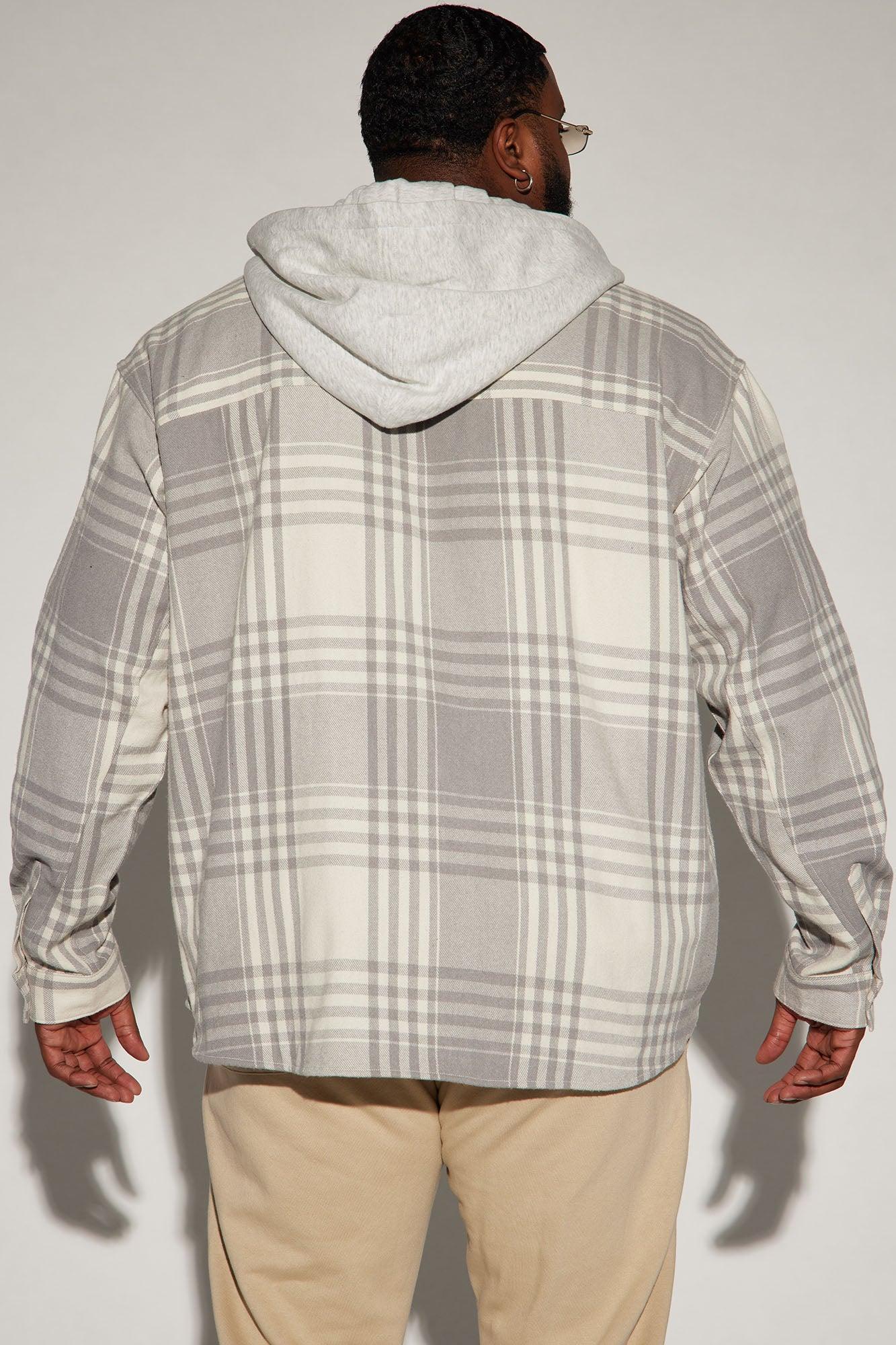 Time Gon Tell Hooded Oversized Shacket - Grey/combo Product Image