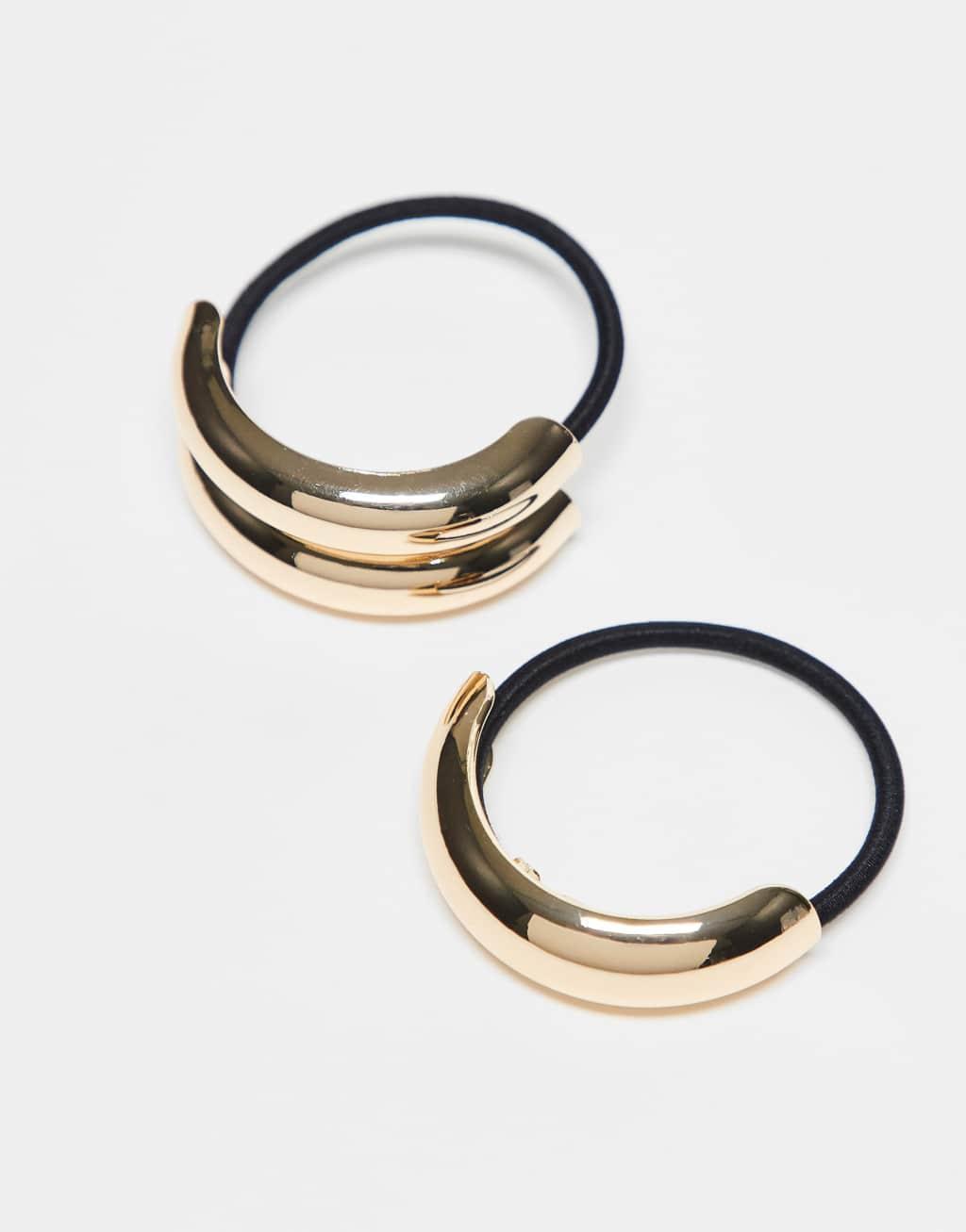 ASOS DESIGN pack of 2 hair cuffs in gold tone Product Image