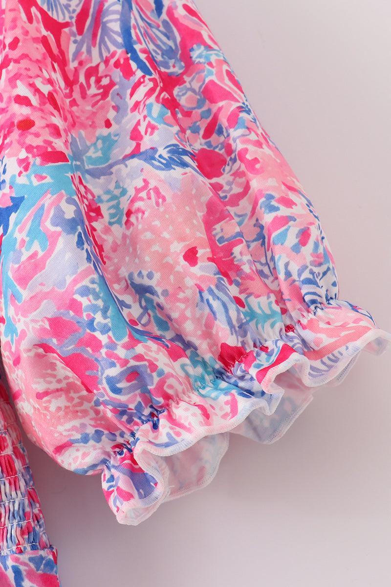 Bow applique print mom&me dress Product Image