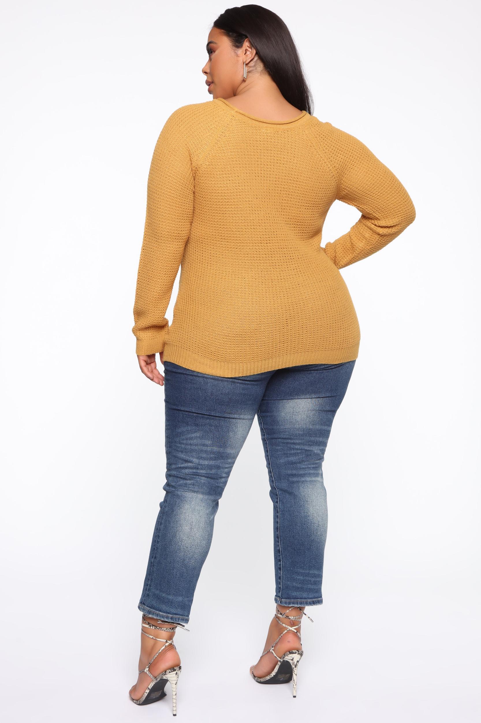 Ariana Waffle Sweater - Mustard Product Image