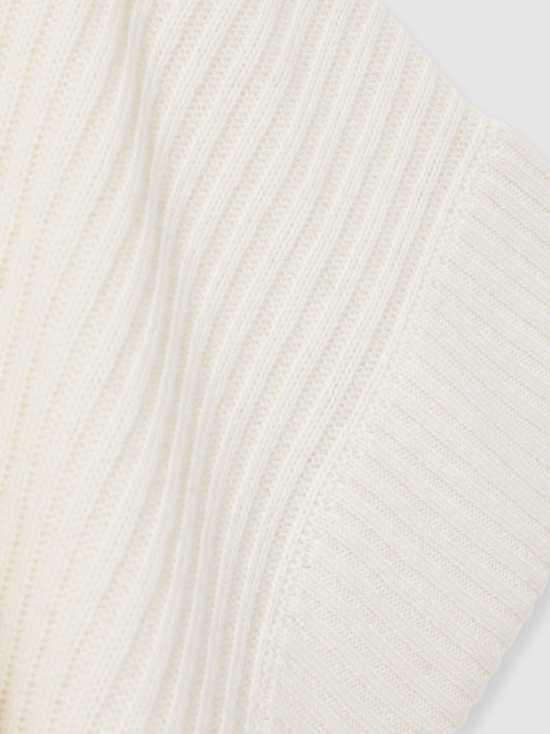 Wool Cashmere Ribbed Top in Cream Product Image