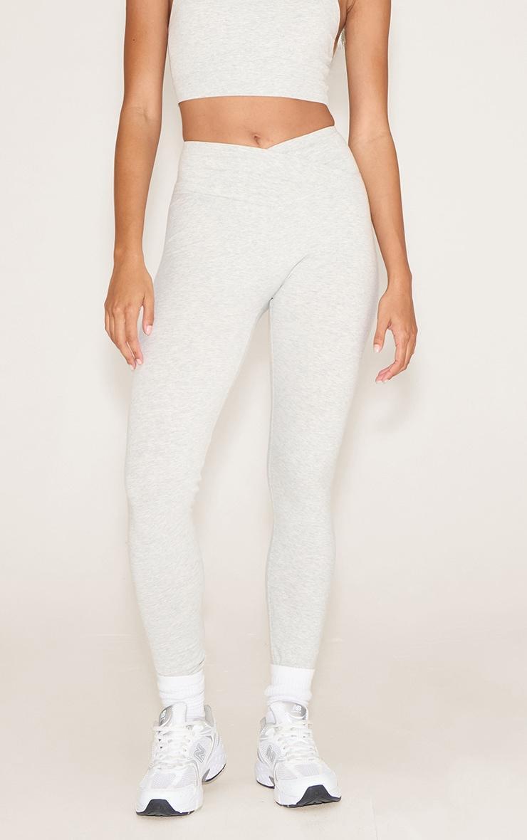 Ash Grey Sculpt Wrap Waist Gym Leggings Product Image