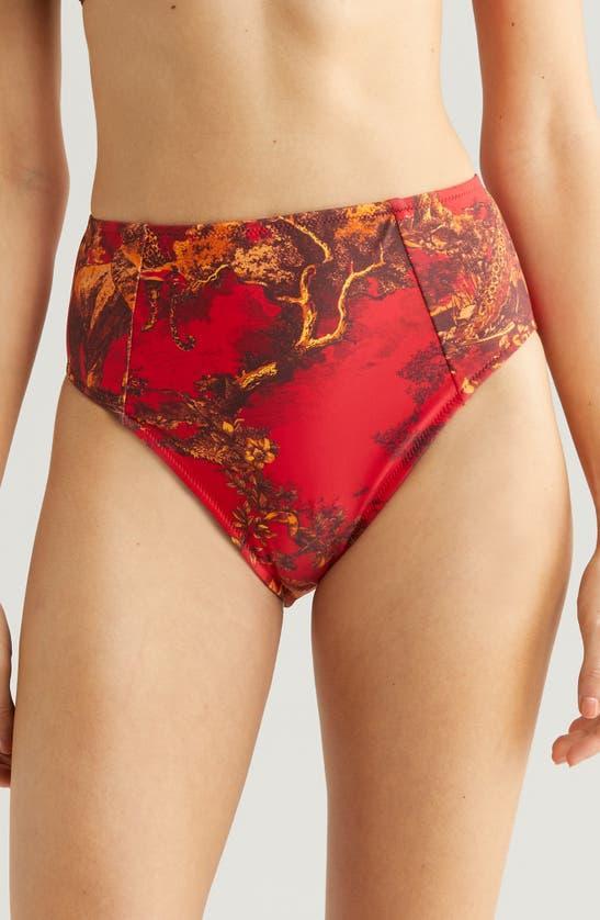 Vanessa Jungle High Waisted Bikini Bottoms In Scarlet Product Image