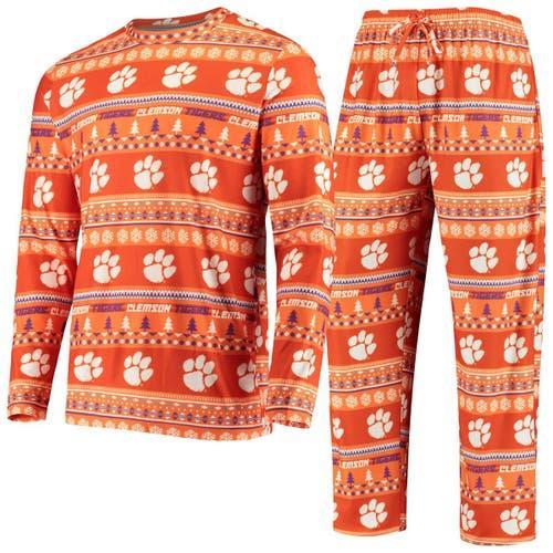 Men's Concepts Sport Orange Clemson Tigers Ugly Sweater Knit Long Sleeve Top and Pant Set, Size: Small Product Image