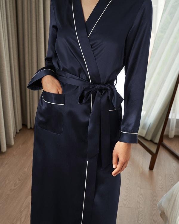 Contra Trim And Full Length Silk Robe Product Image