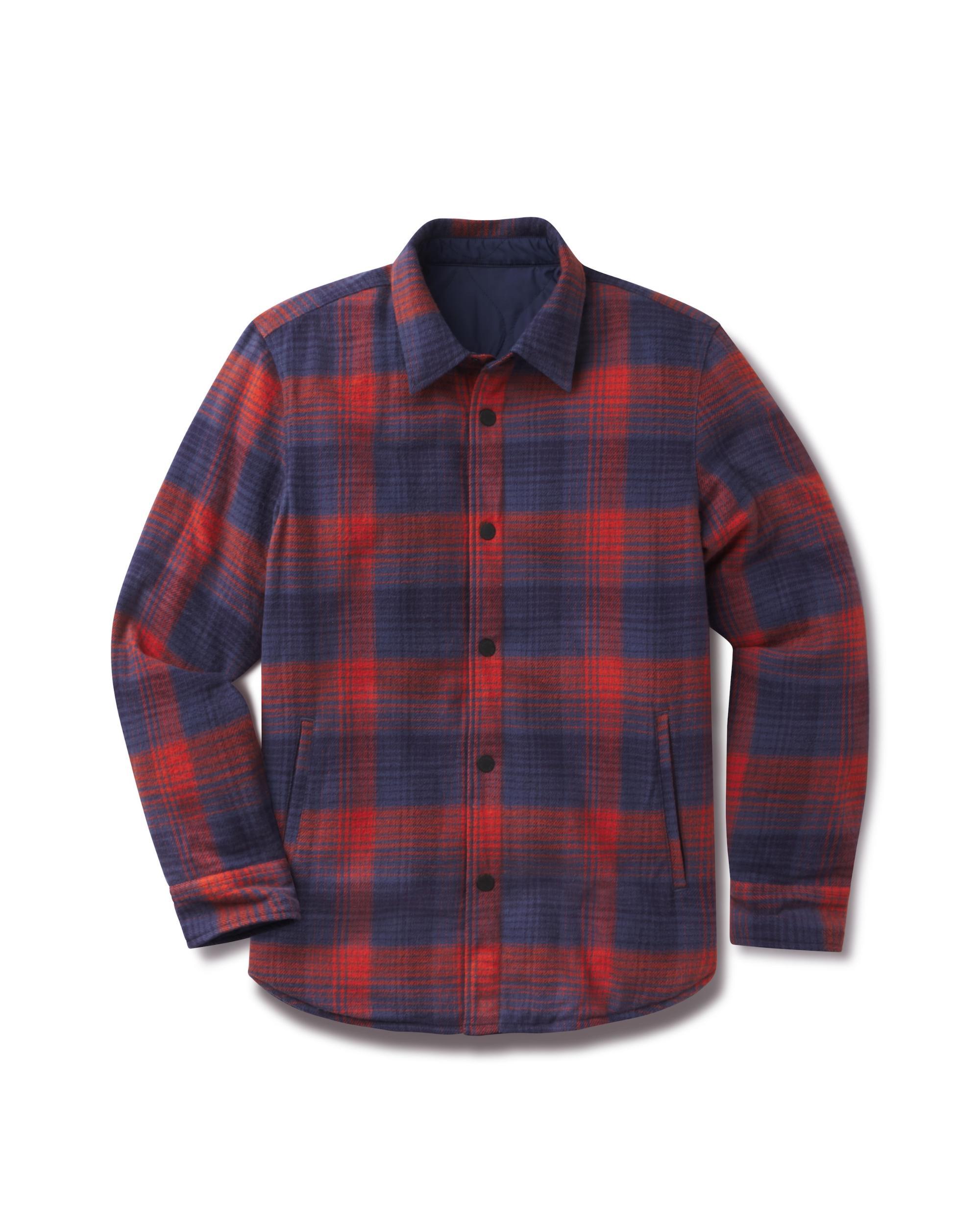 Quilted Flannel Reversible Shirt Jacket - Navy Product Image