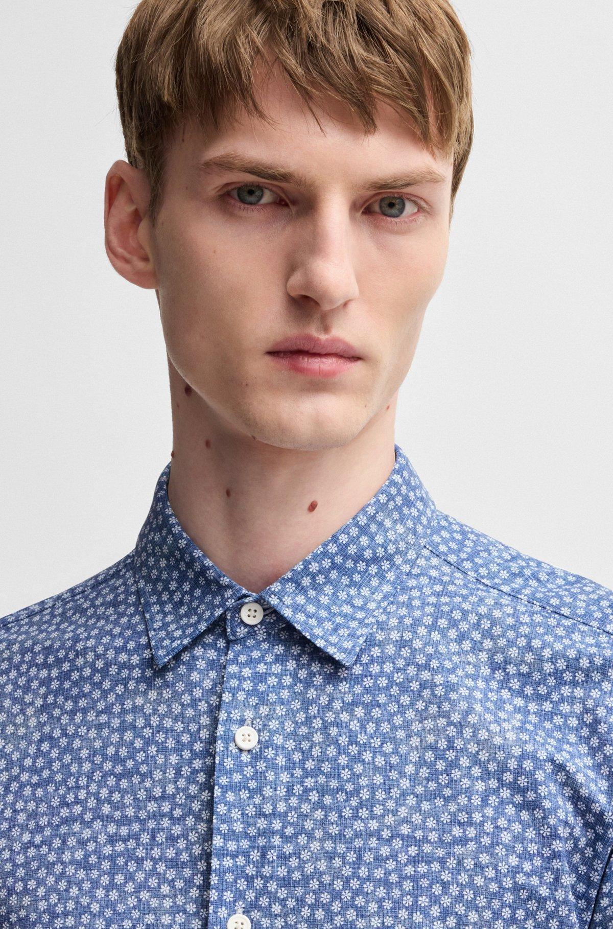 Slim-fit shirt in floral-print performance fabric Product Image