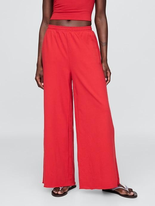 French Terry Wide-Leg Rolled Hem Sweatpants Product Image