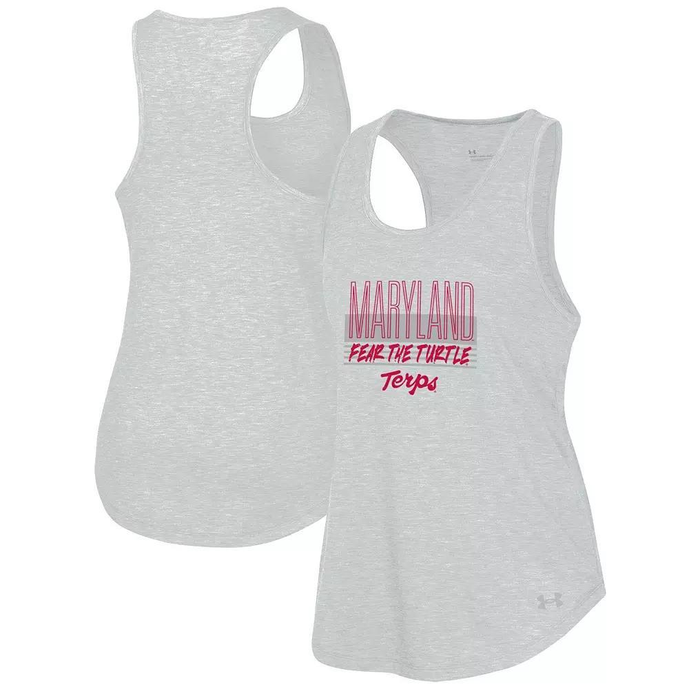 Women's Under Armour Heather Gray Maryland Terrapins Breezy Racerback Tri-Blend Tank Top, Size: XL, Grey Product Image