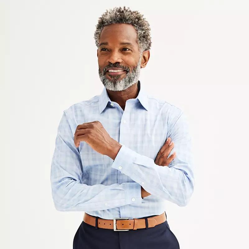 Men's Apt. 9® Premier Flex Slim-Fit Wrinkle Resistant Dress Shirt, Size: XL-36/37, Blue Gray Plaid Product Image
