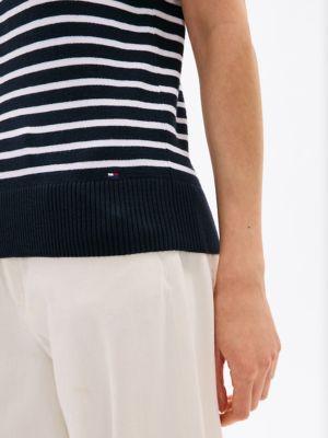 Lightweight Stripe Short-Sleeve Sweater Product Image