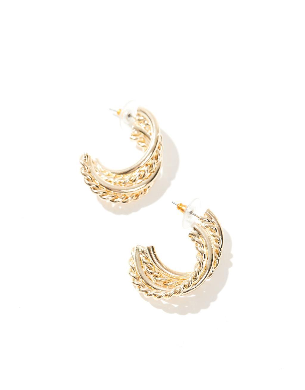 ASOS DESIGN stud earrings with textured wire detail in gold tone Product Image