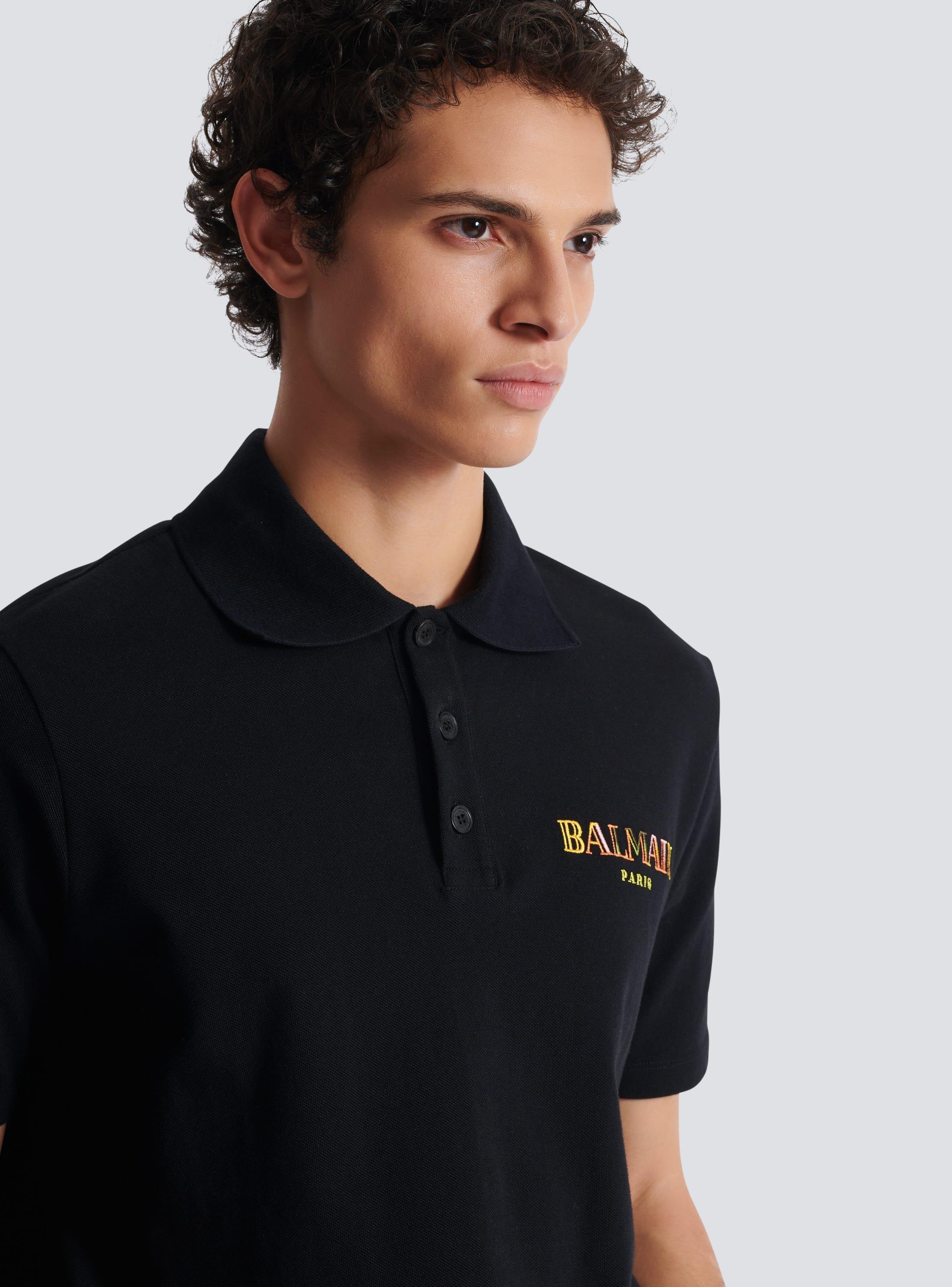 Vintage Balmain embroidered cotton polo shirt Product Image