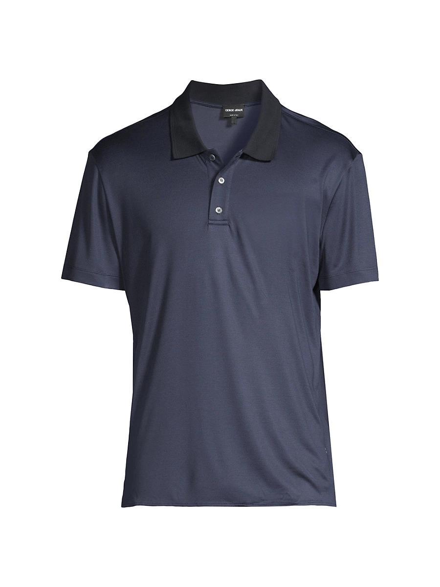Mens Solid Cotton/Silk Jersey Polo Shirt Product Image