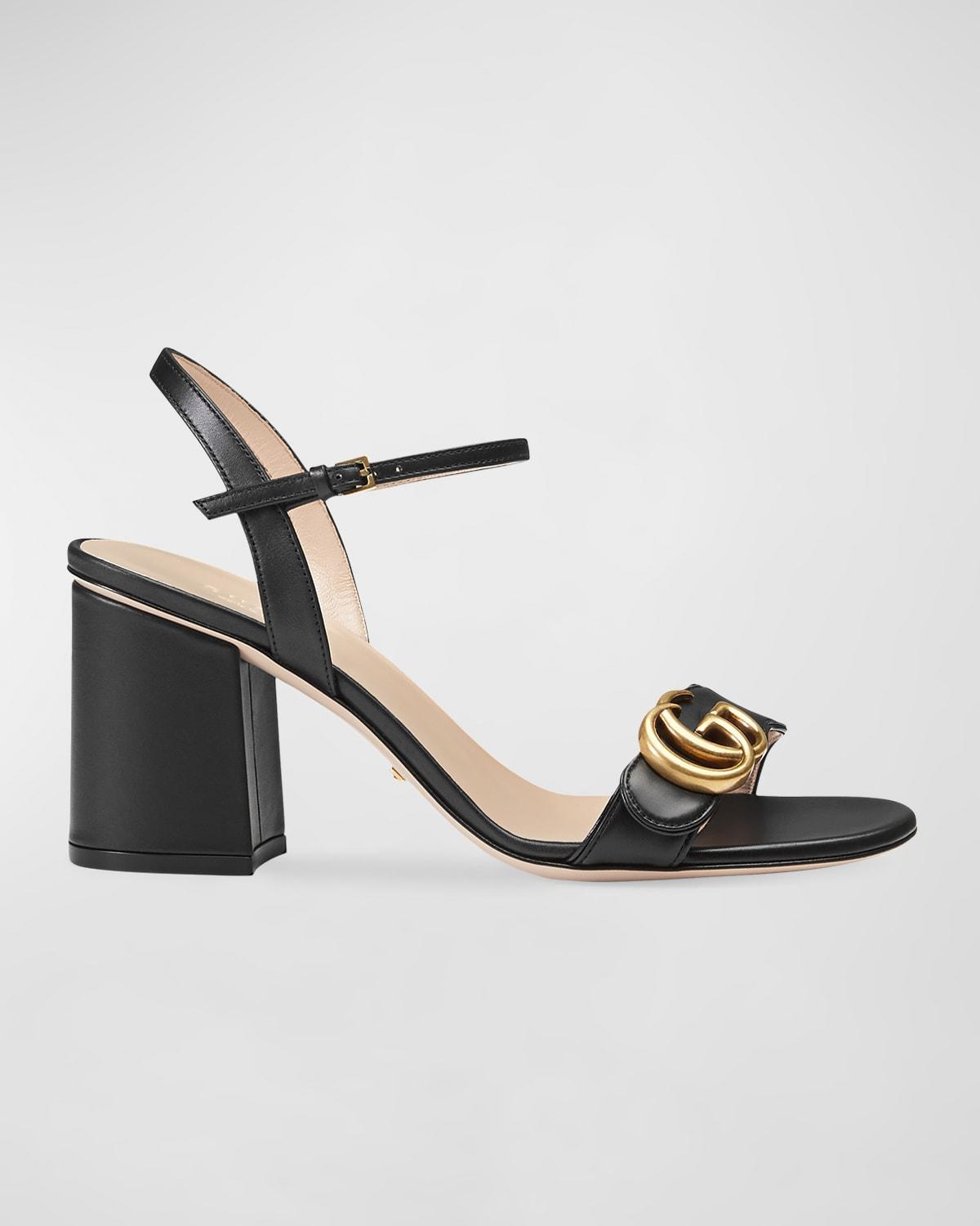 Marmont Leather GG Block-Heel Sandals Product Image