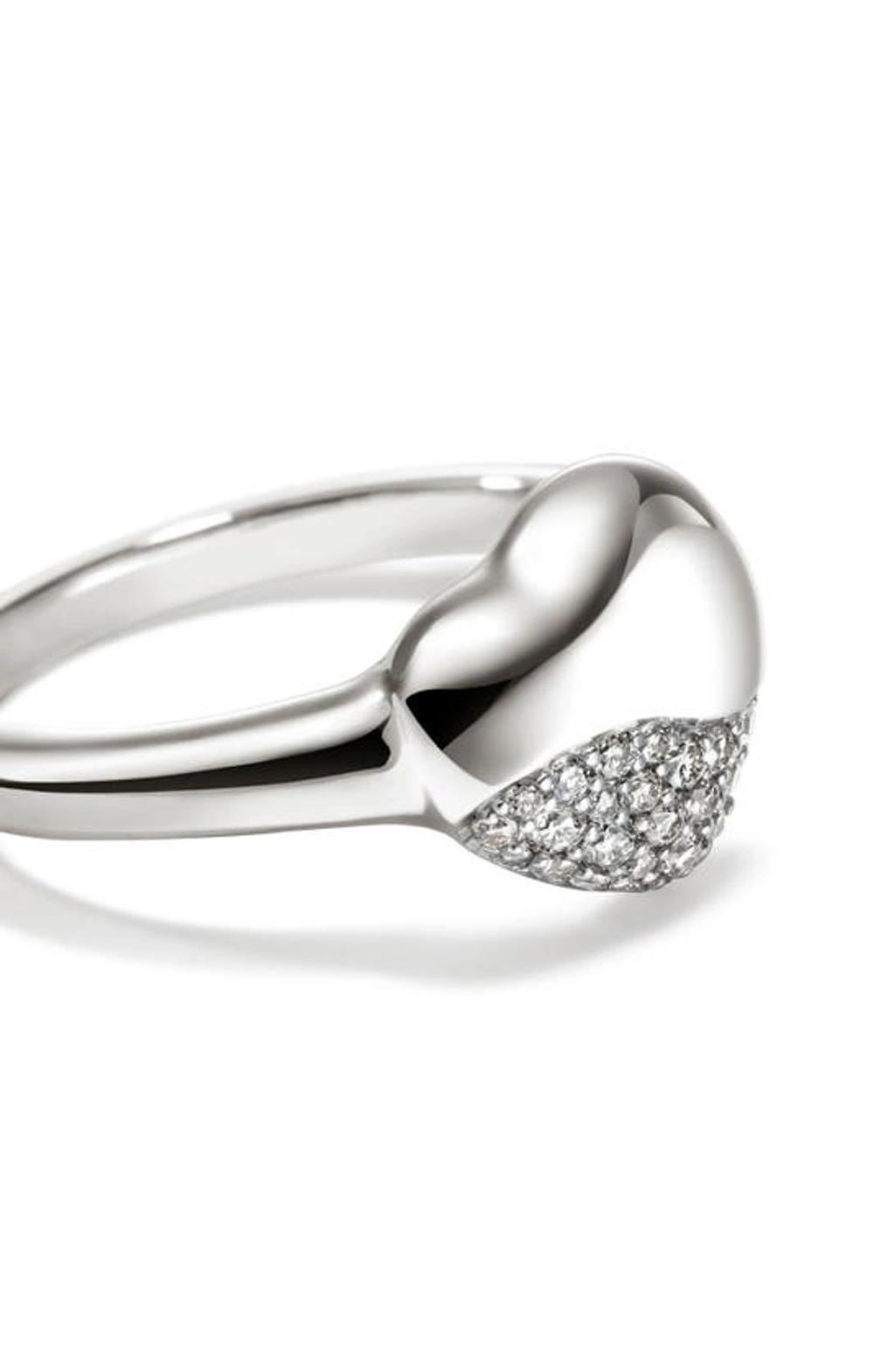 JOHN HARDY Women's Pebble Sterling Silver & 0.22 Tcw Diamond Heart Ring Product Image