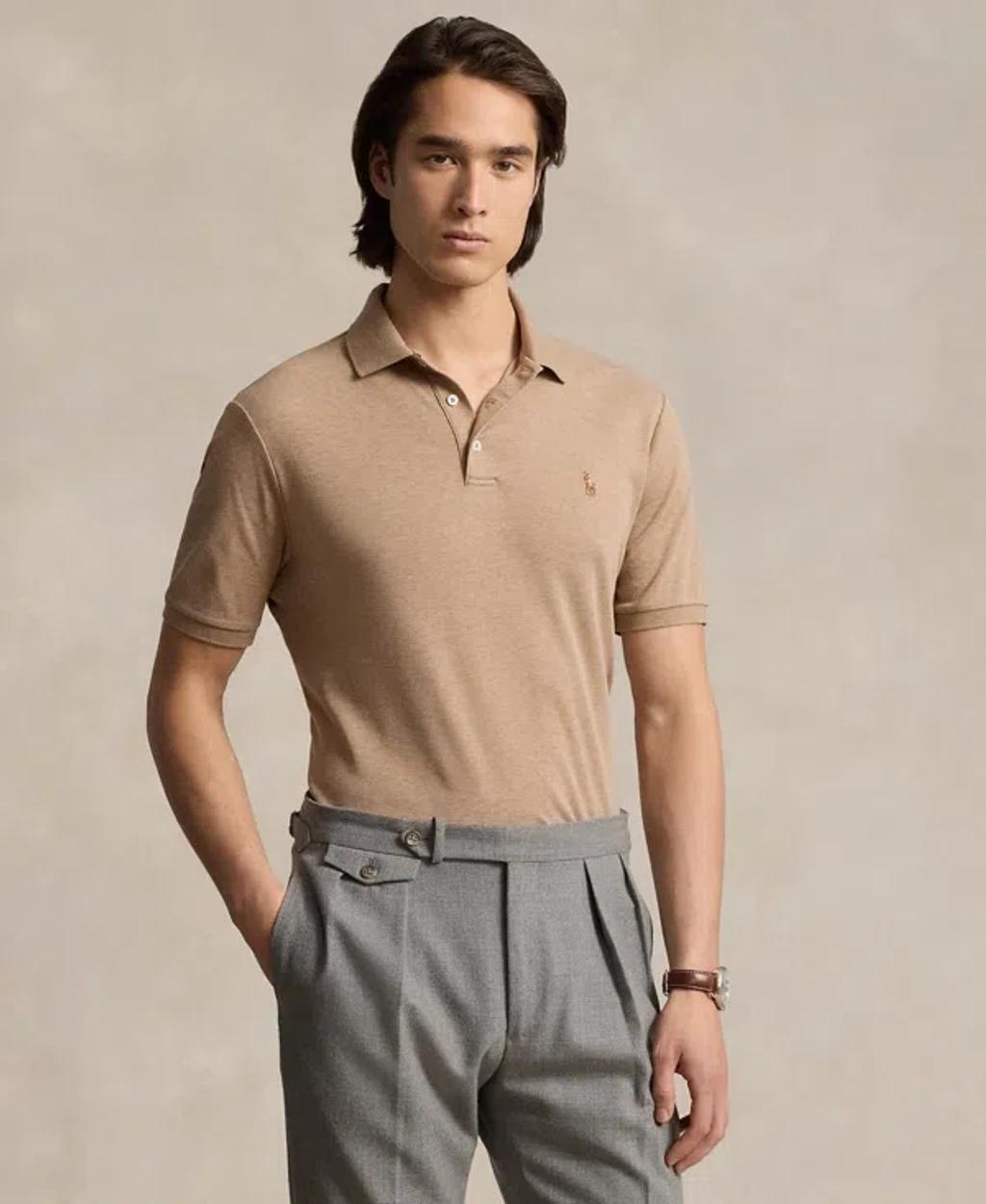 POLO RALPH LAUREN Solid Cotton Jersey Polo In Brown Product Image