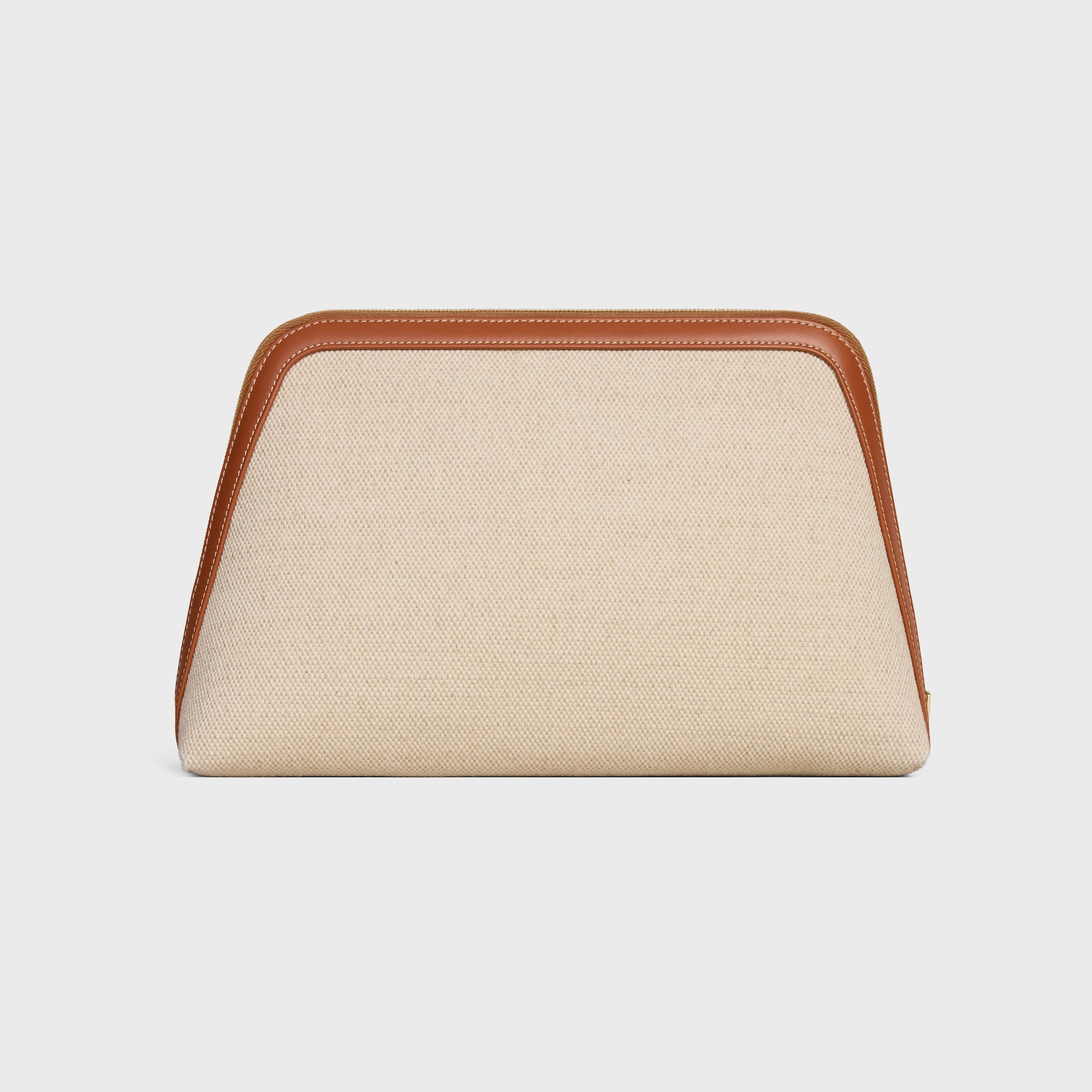 LARGE COSMETIC POUCH IN TEXTILE WITH TRIOMPHE AND CALFSKIN Product Image